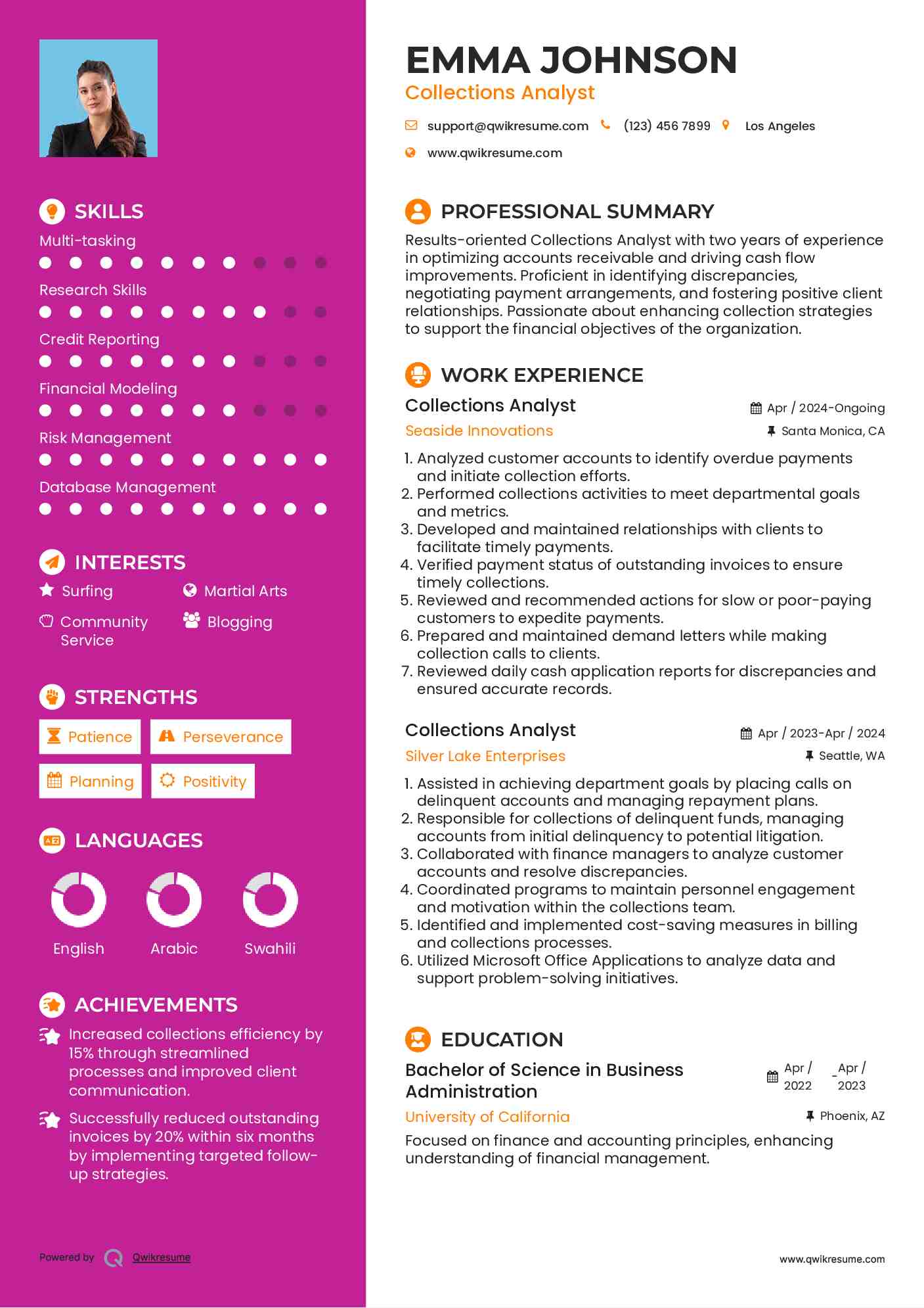 Collections Analyst Resume Format