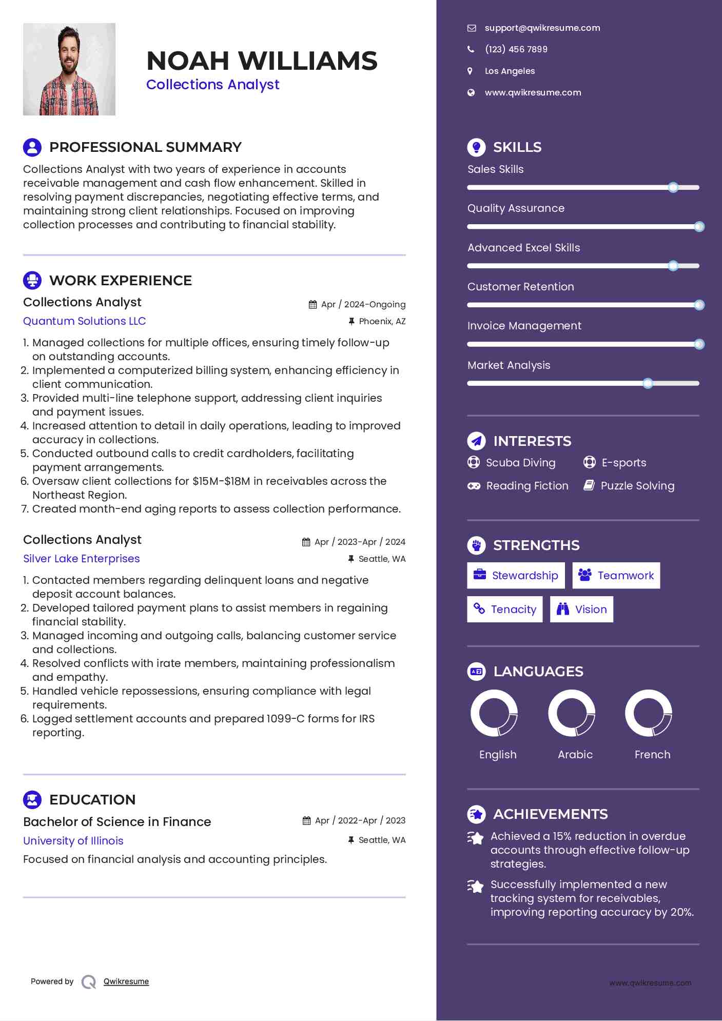 Collections Analyst Resume Sample