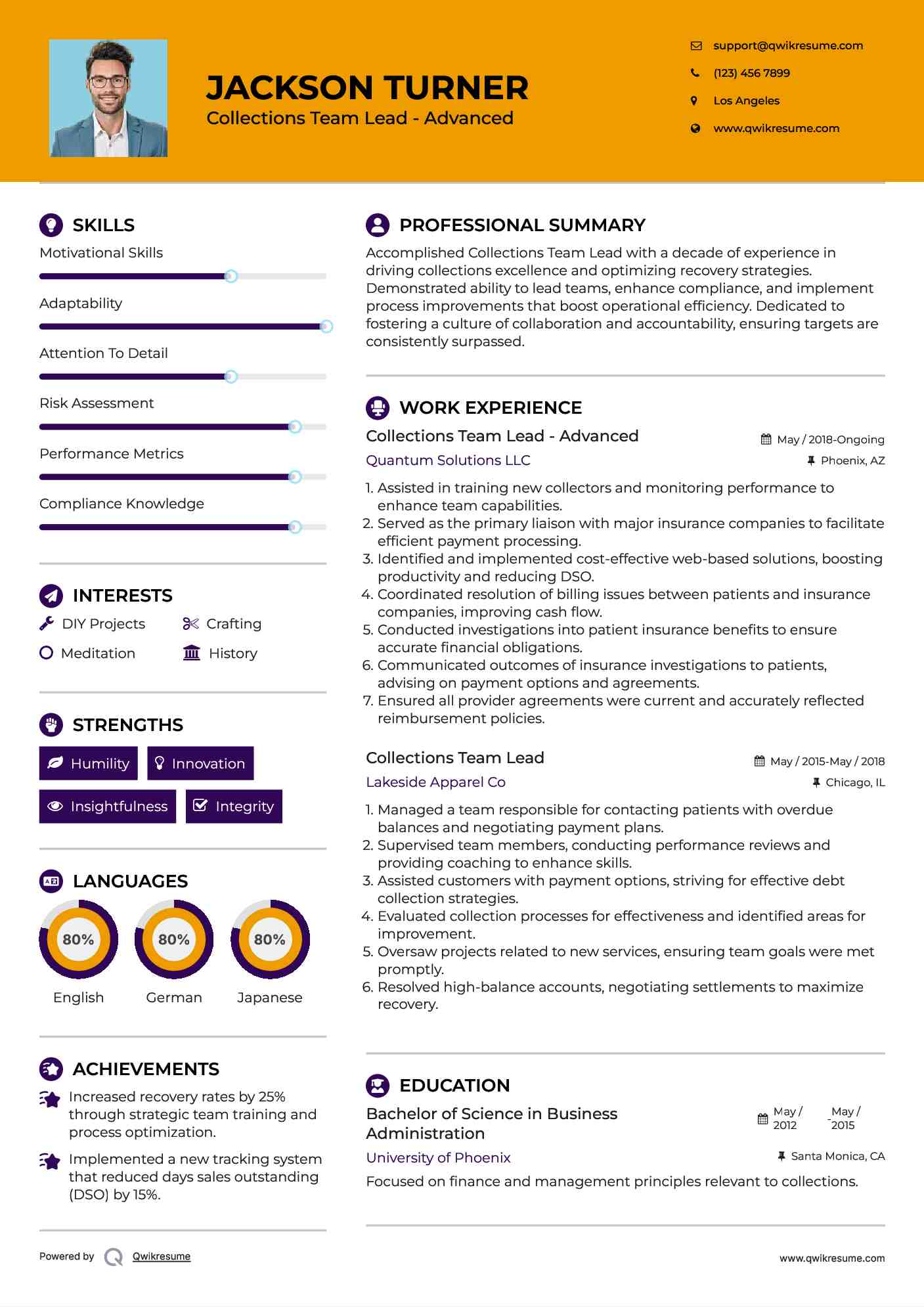 Collections Team Lead Resume Samples QwikResume