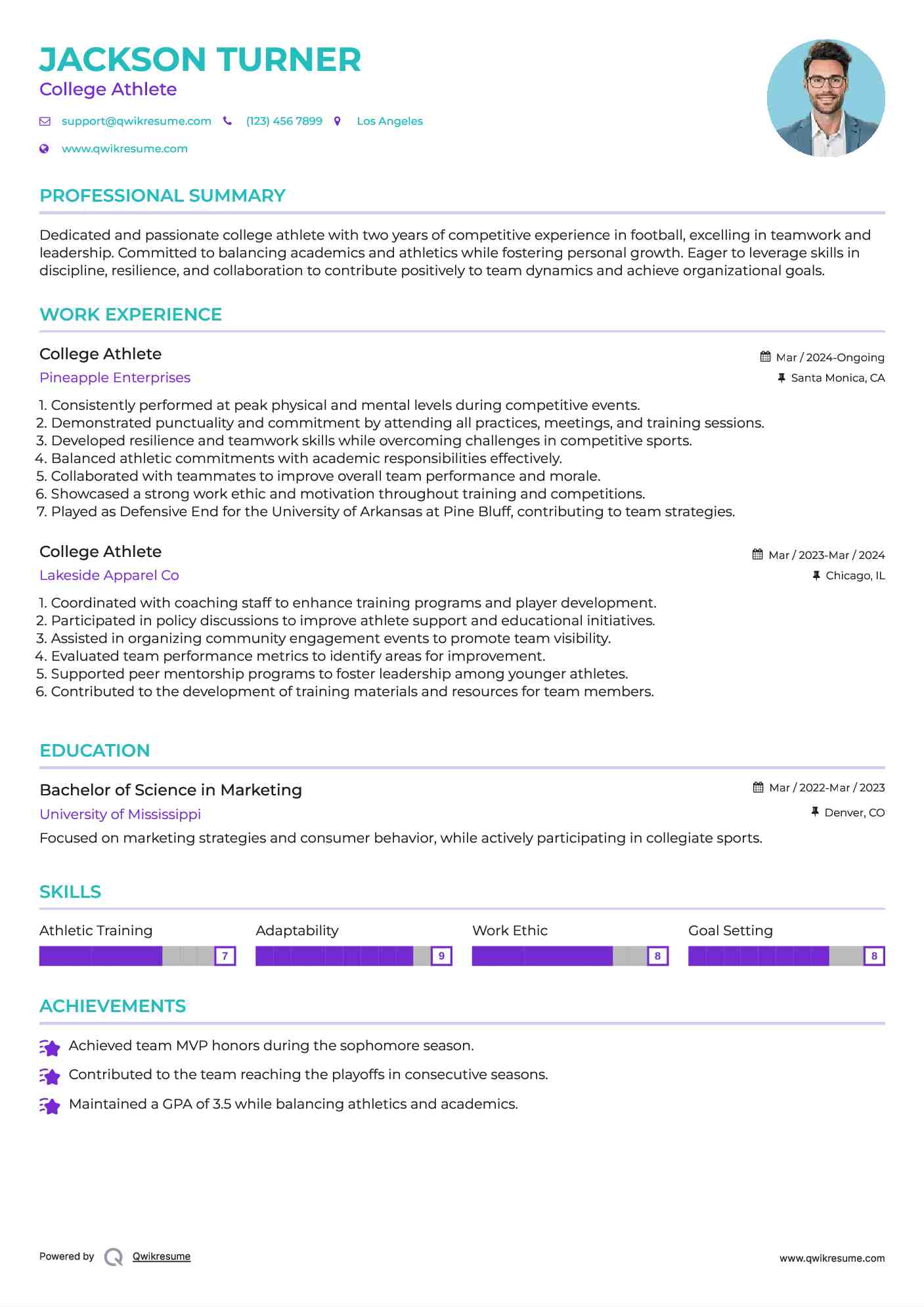 10 College Athlete Resume Samples - College Athlete 1660729728 Pdf 