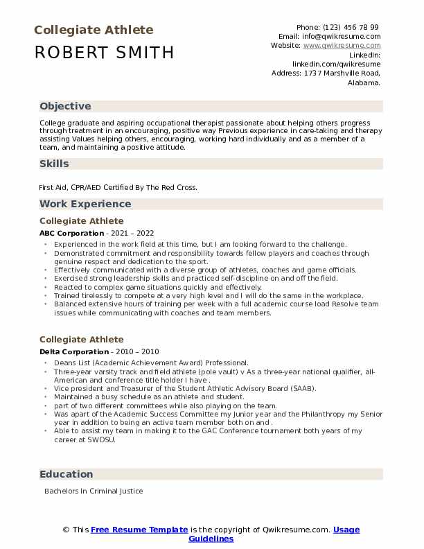Collegiate Athlete Resume Samples - Collegiate Athlete 1659359655 Pdf 
