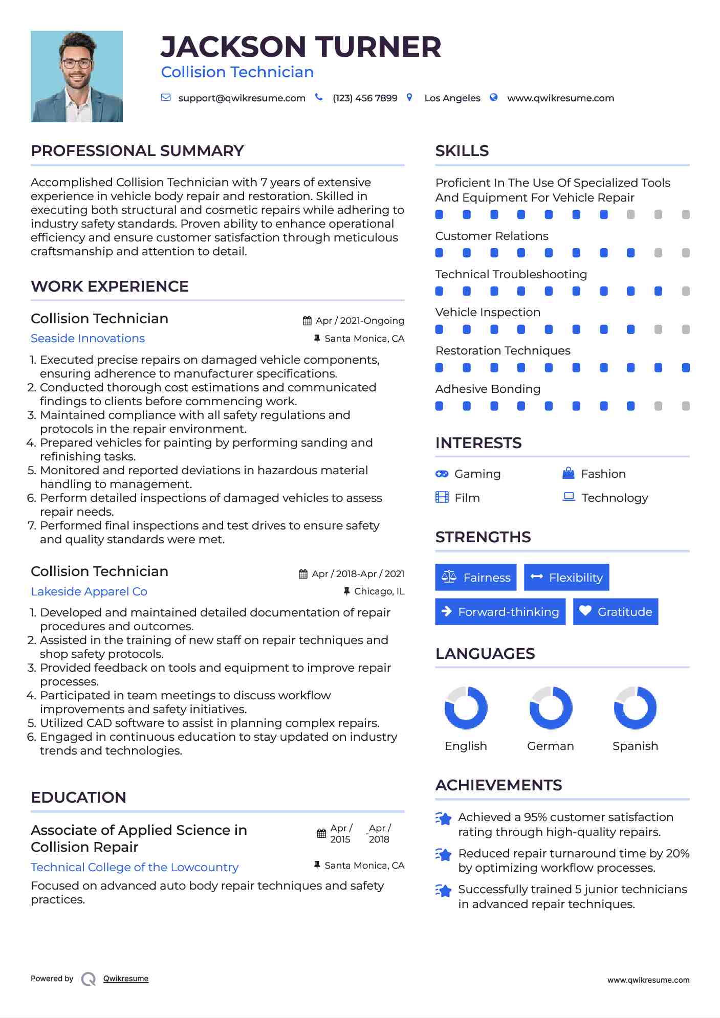 Collision Technician Resume Format