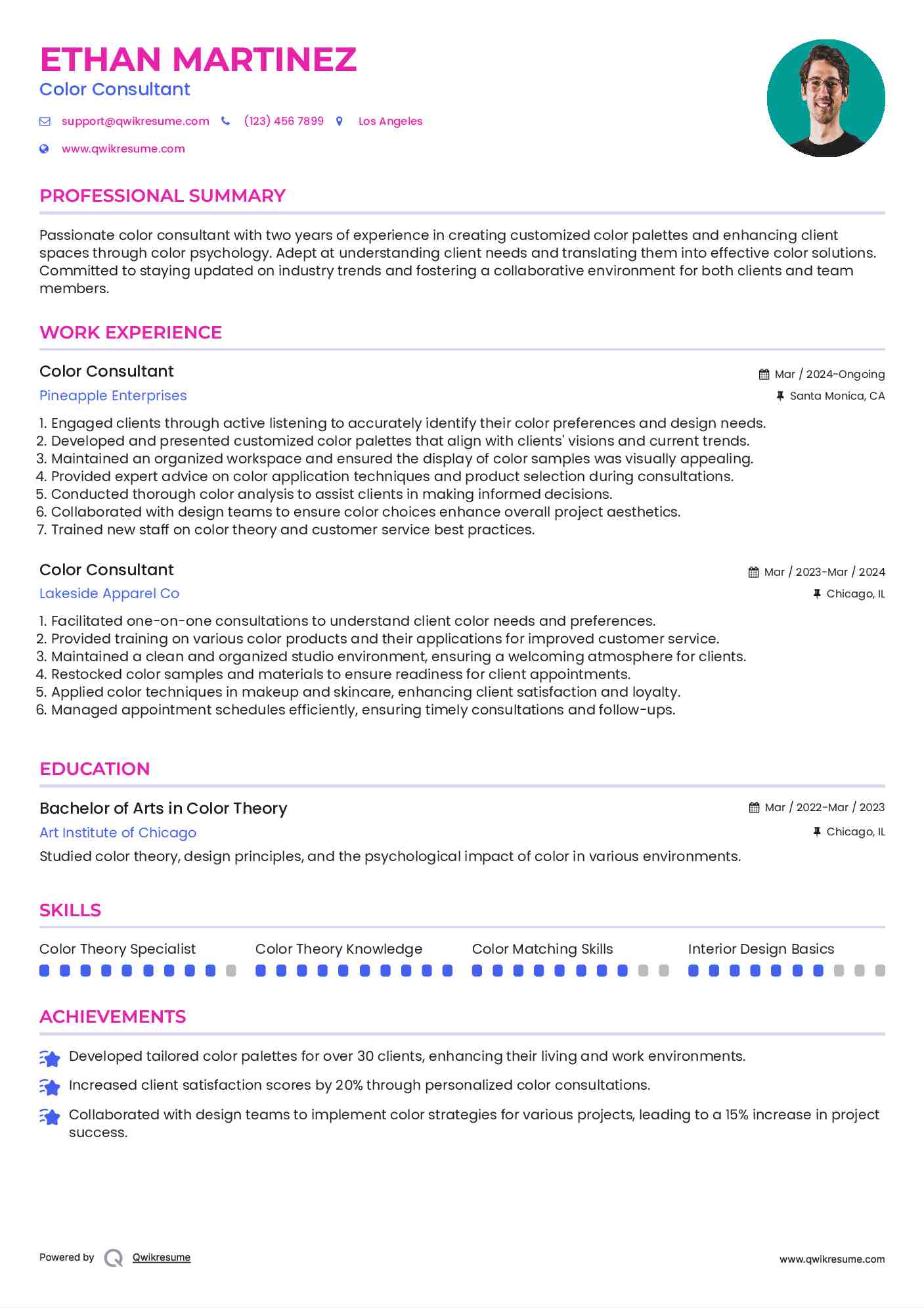 Color Consultant Resume Template