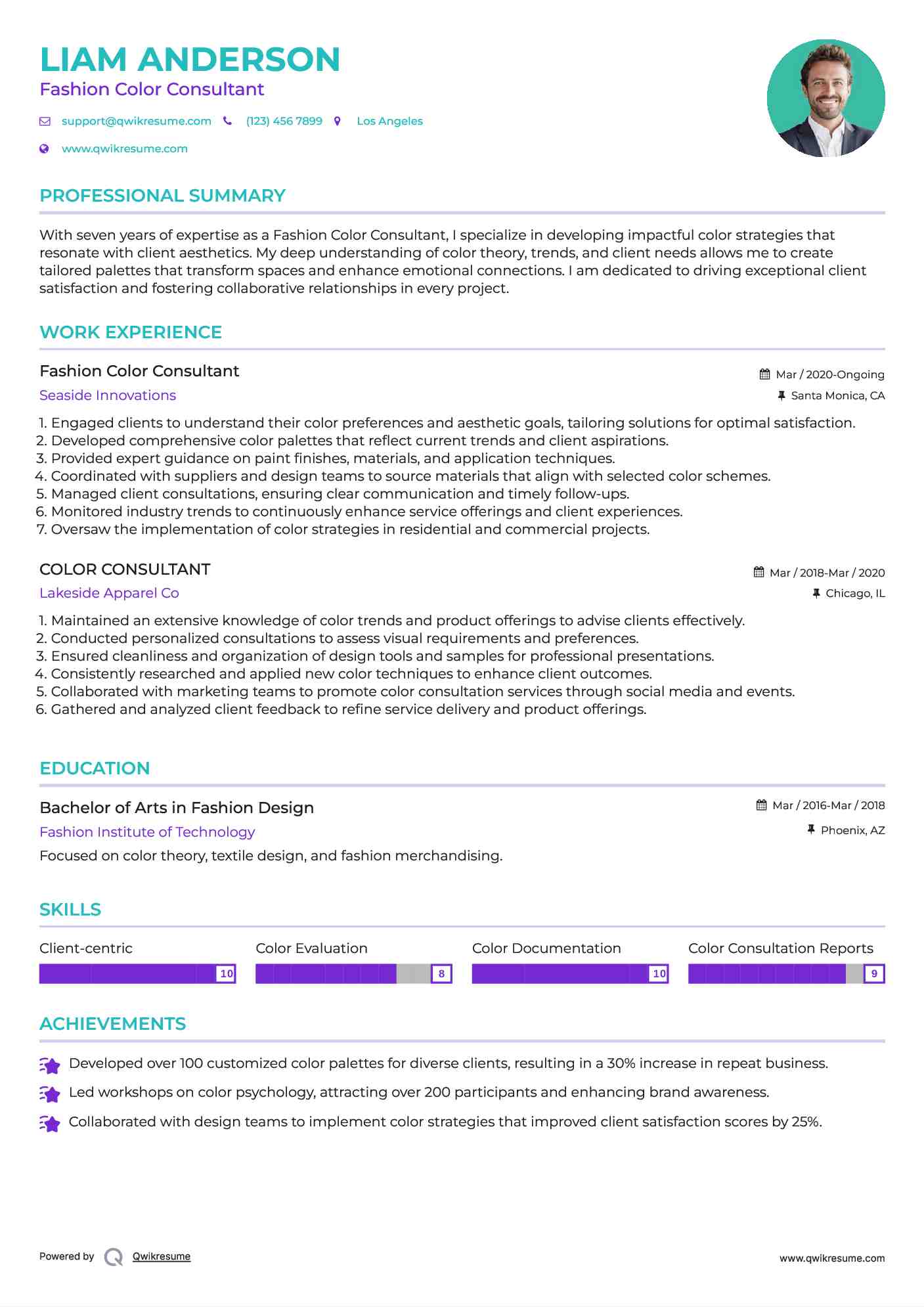 Fashion Color Consultant
 Resume Format