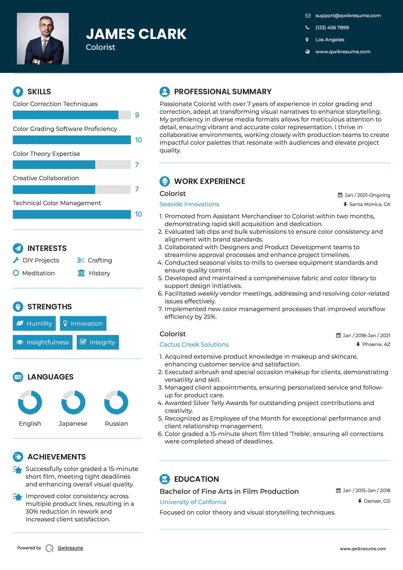 Colorist Resume Template