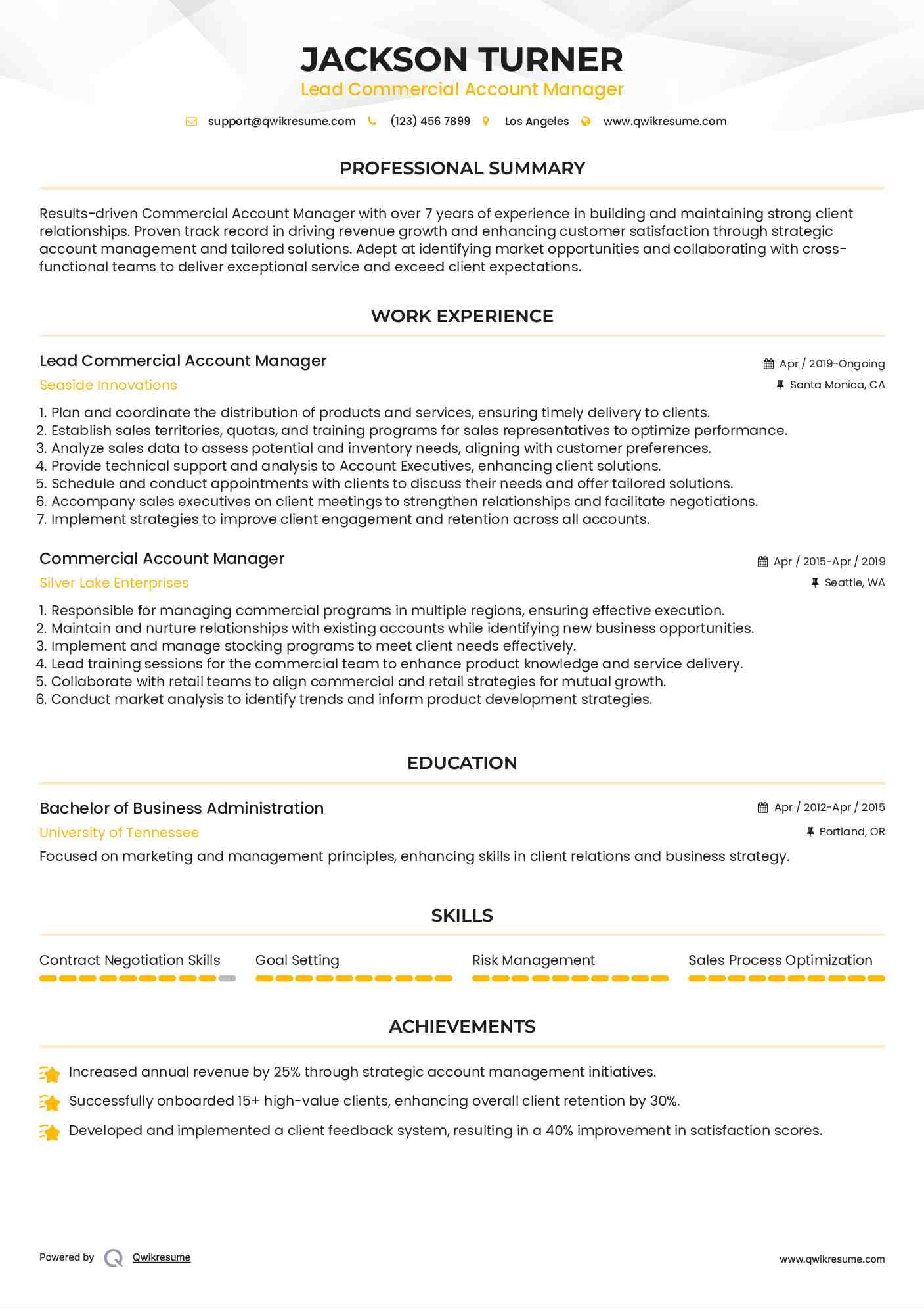 commercial account manager resume samples qwikresume commercial account manager job description