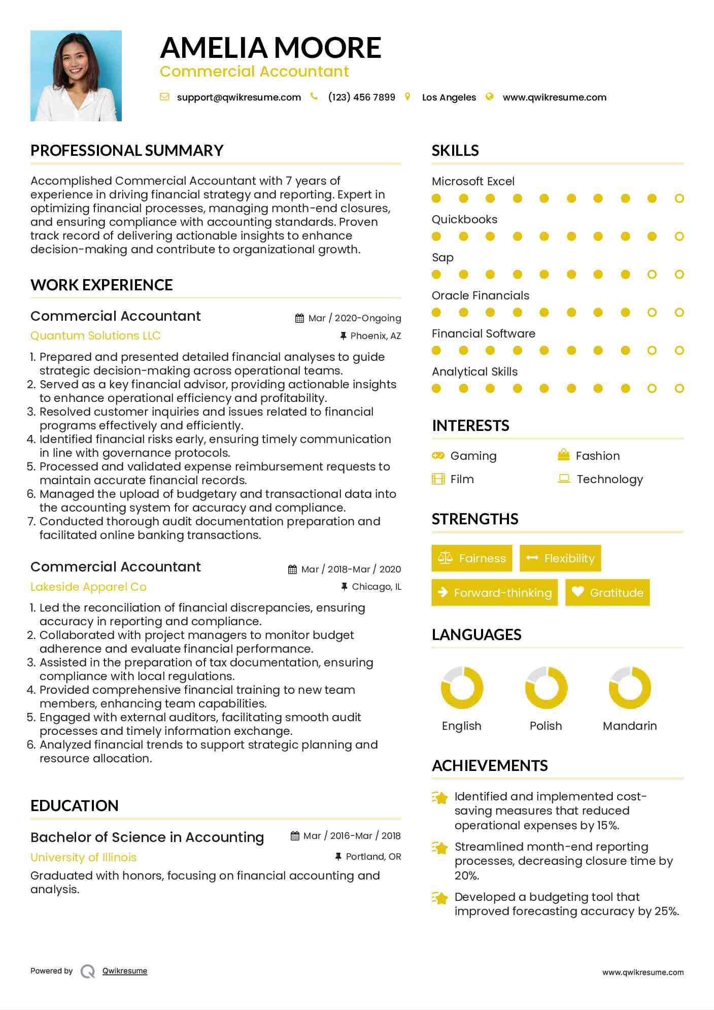 Commercial Accountant Resume Format