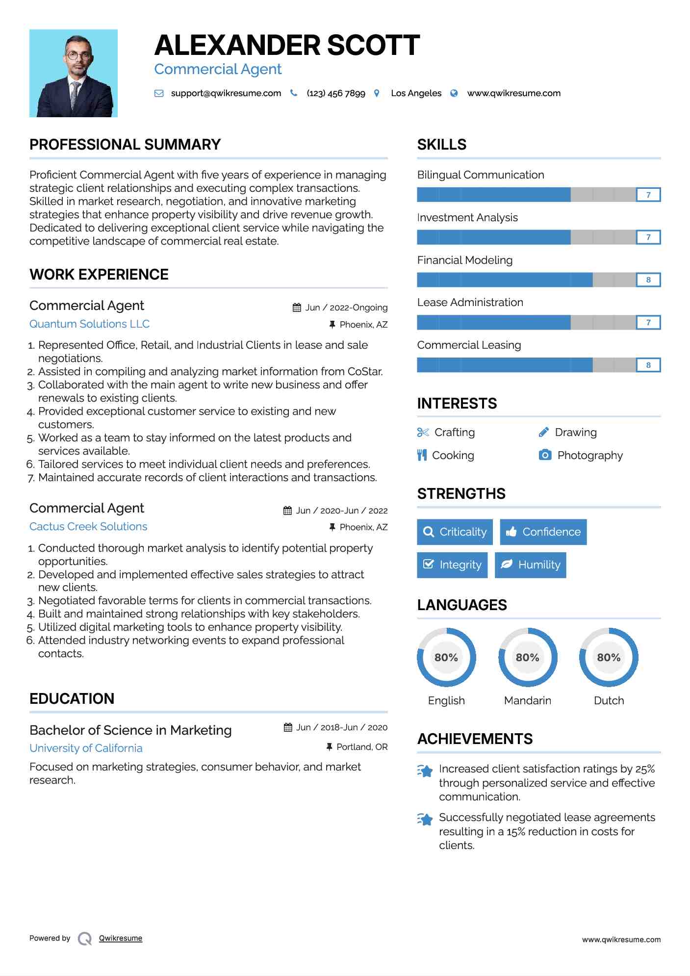 Commercial Agent Resume Format