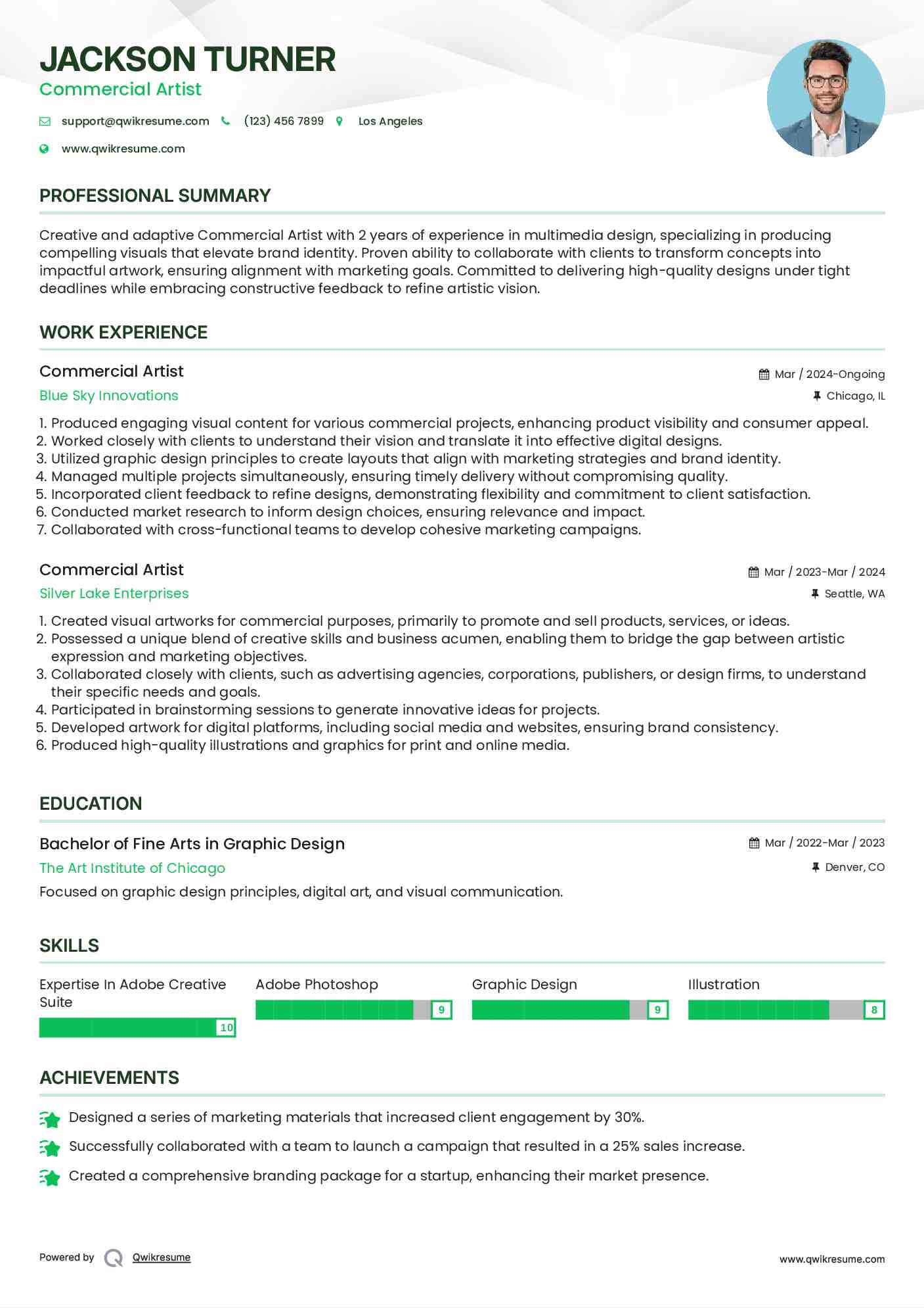 Commercial Artist Resume Format