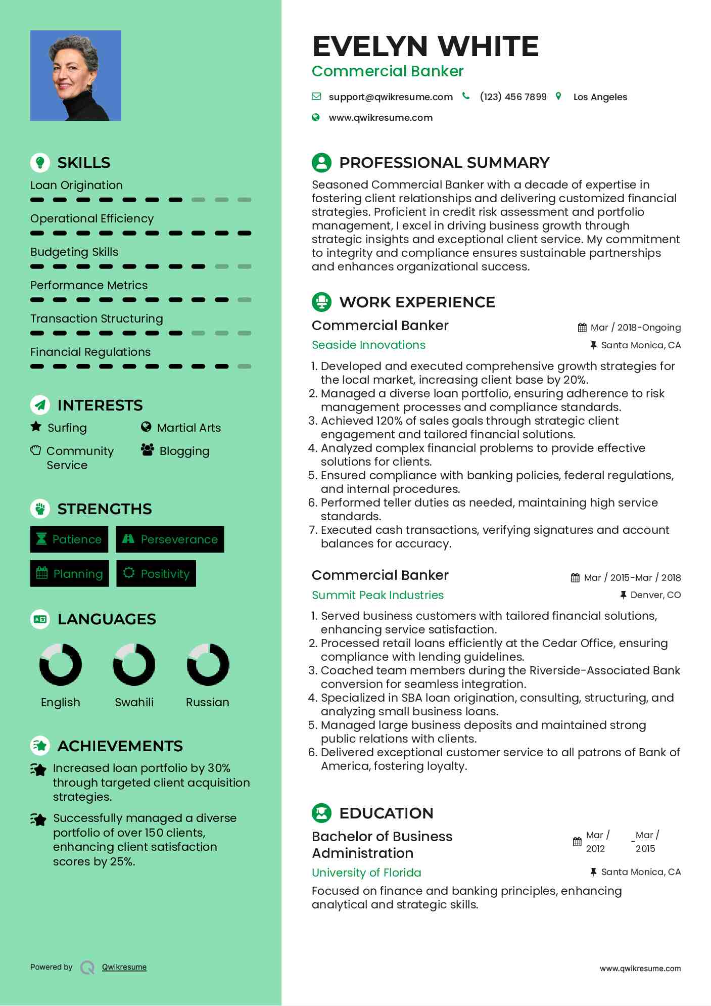 Commercial Banker Resume Sample