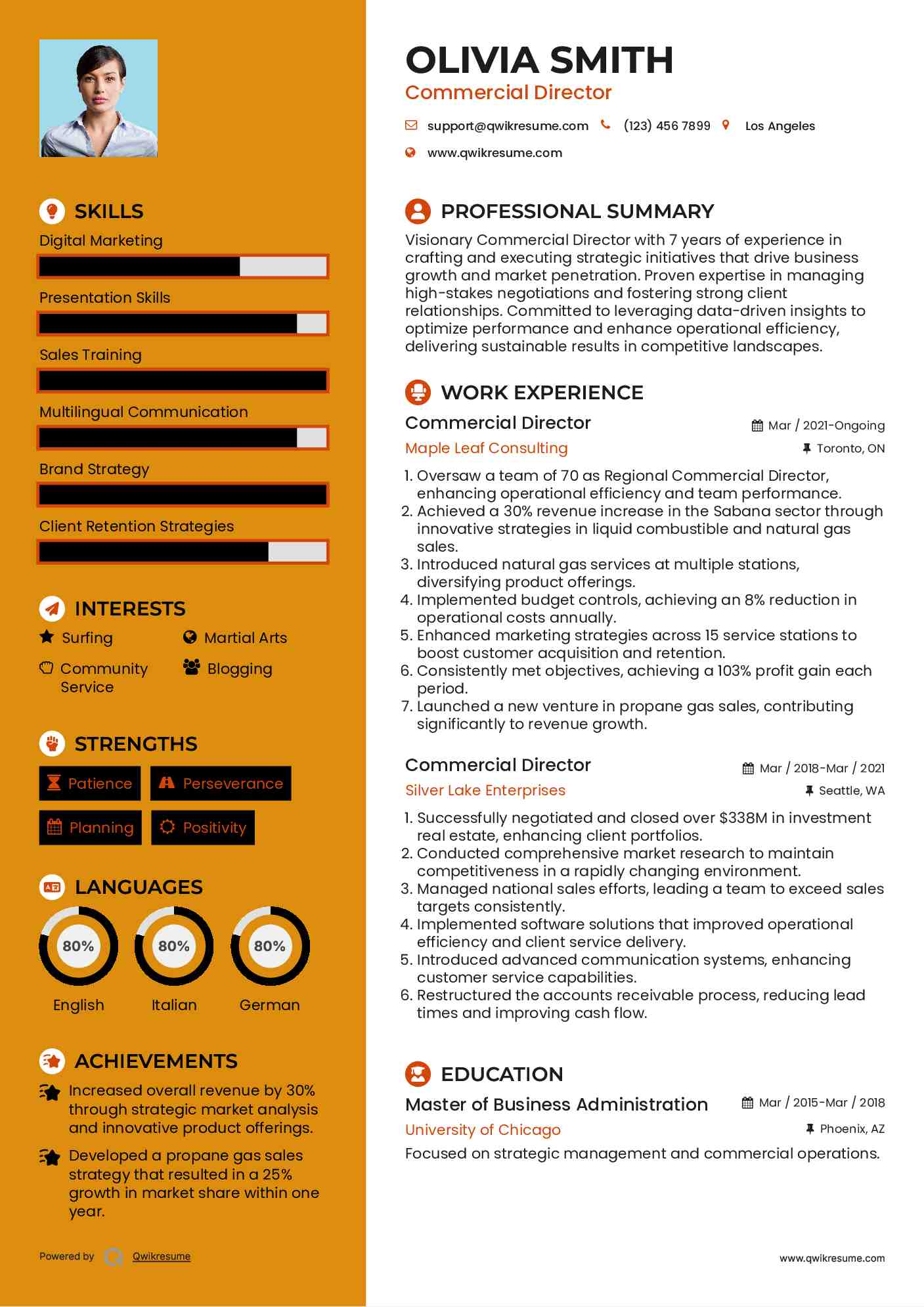 Commercial Director Resume Template
