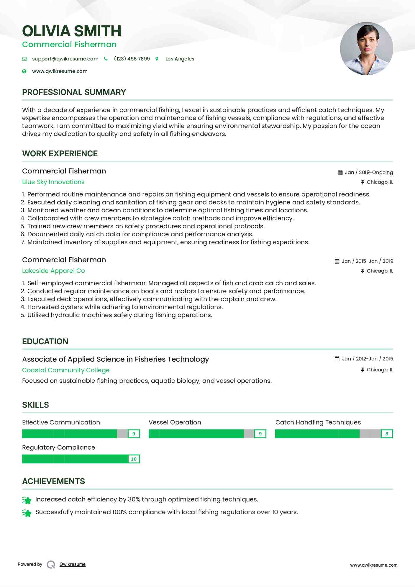 Commercial Fisherman Resume Model