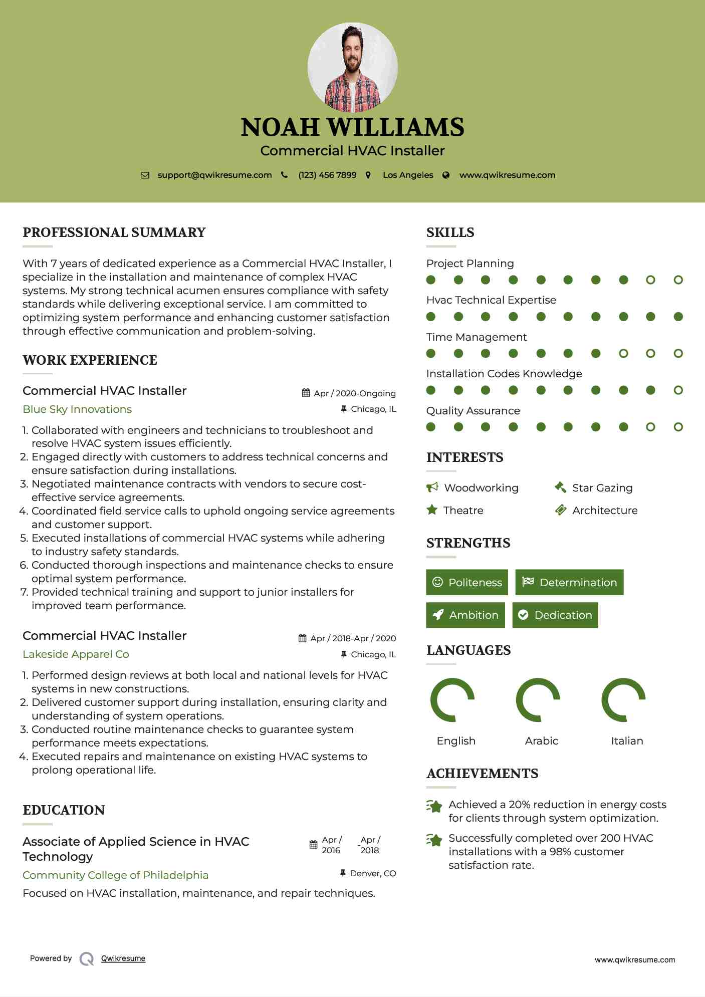 Commercial HVAC Installer Resume Template