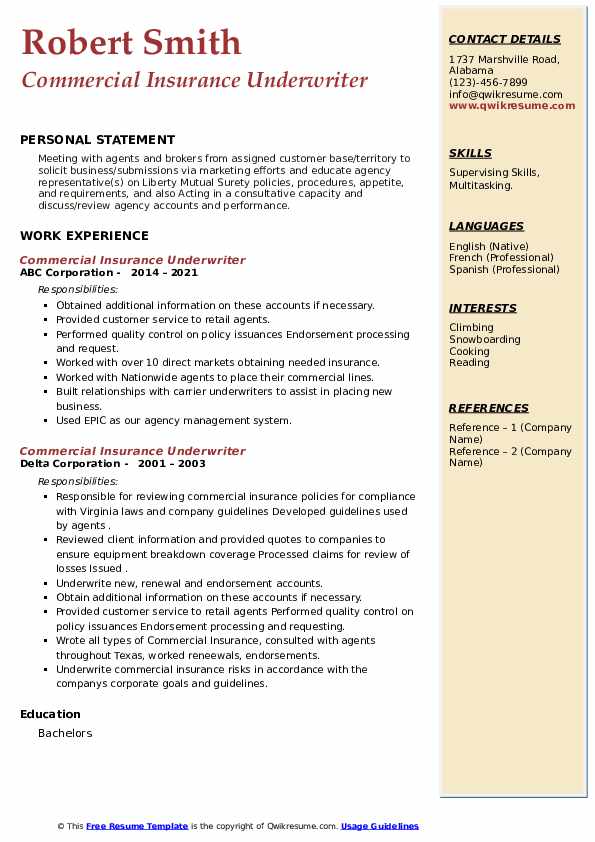 Commercial Insurance Underwriter Resume Samples QwikResume Commercial Insurance Underwriter Resume Samples QwikResume