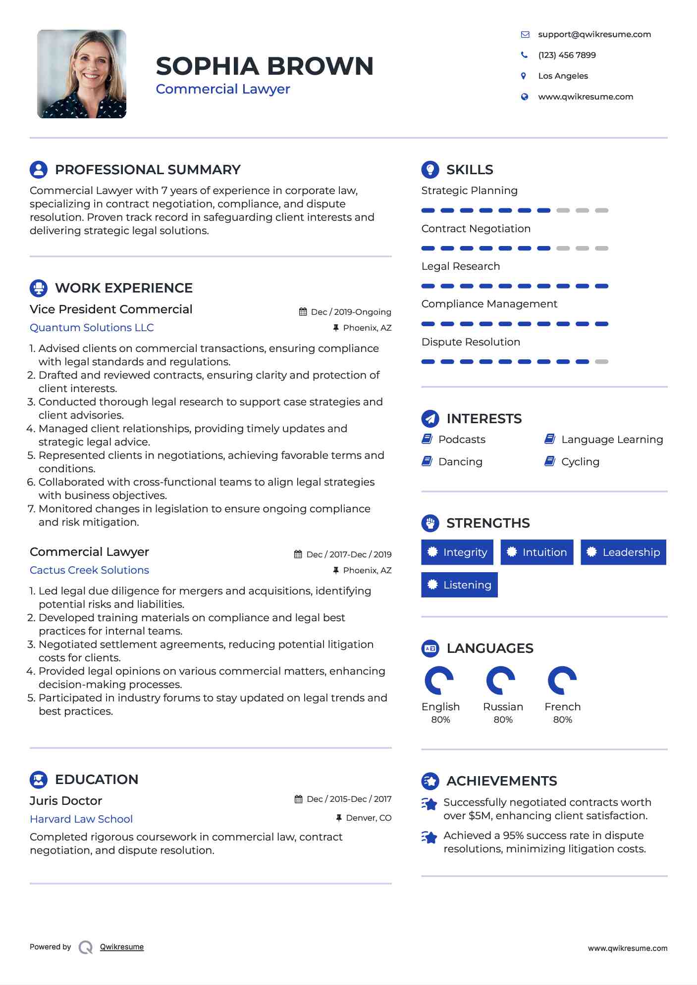 Vice President Commercial  Resume Format