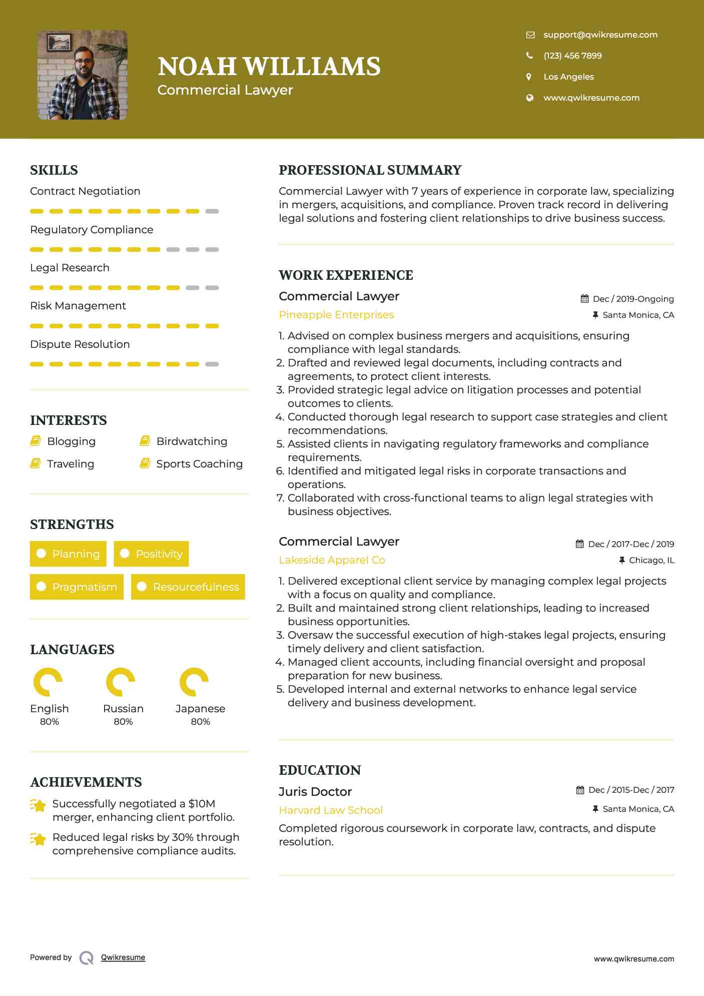 Commercial Lawyer Resume Format
