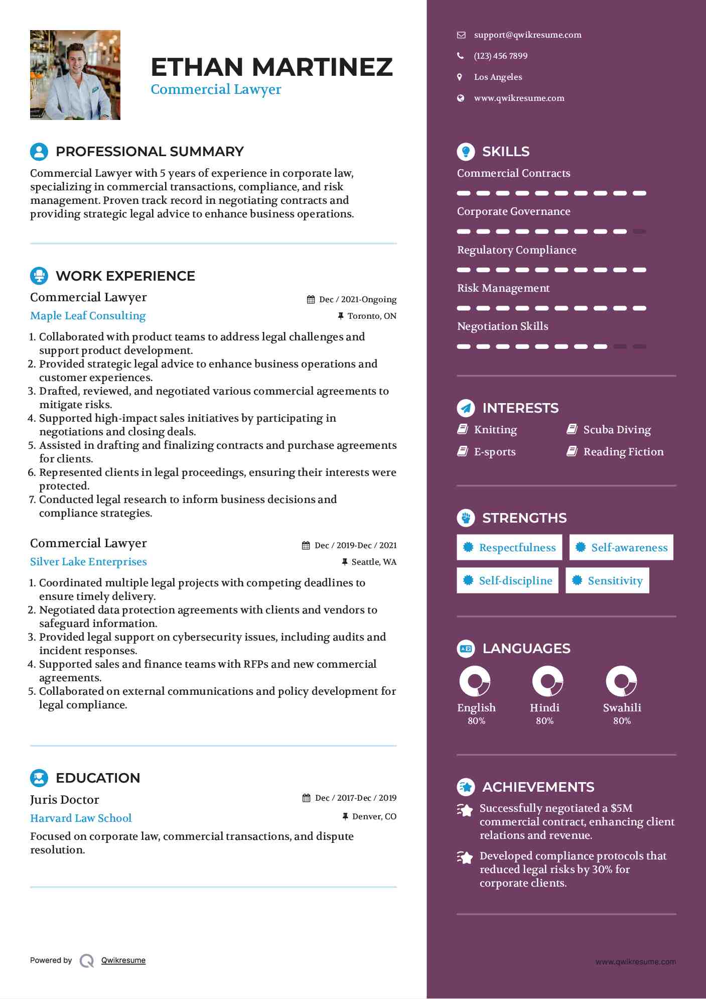 Commercial Lawyer Resume Template