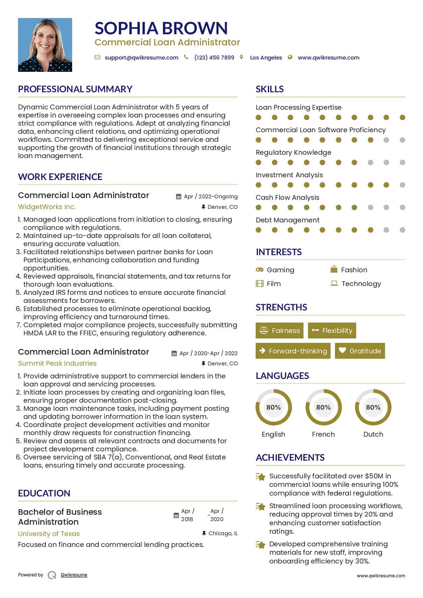Commercial Loan Administrator Resume Template