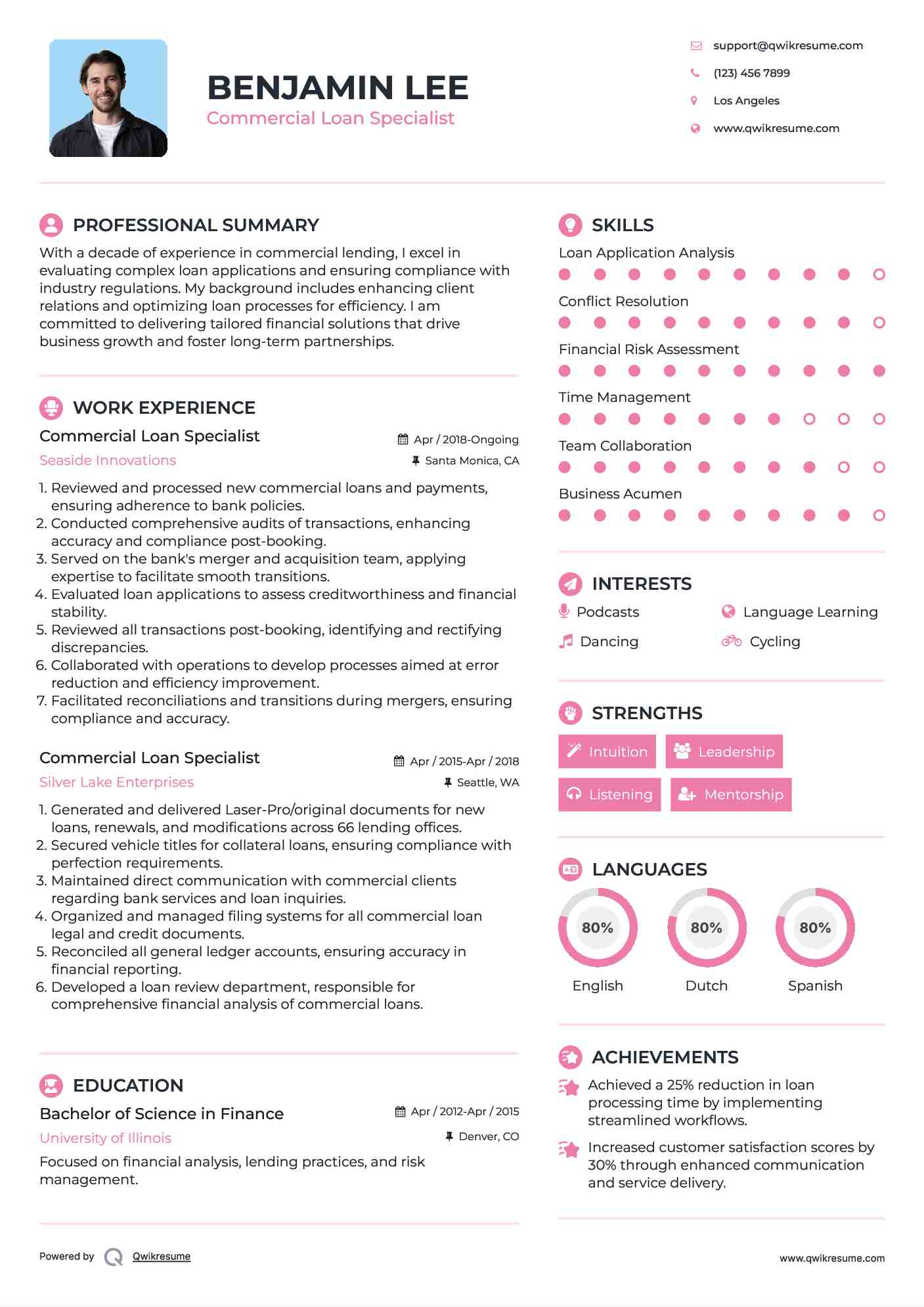 Commercial Loan Specialist Resume Format
