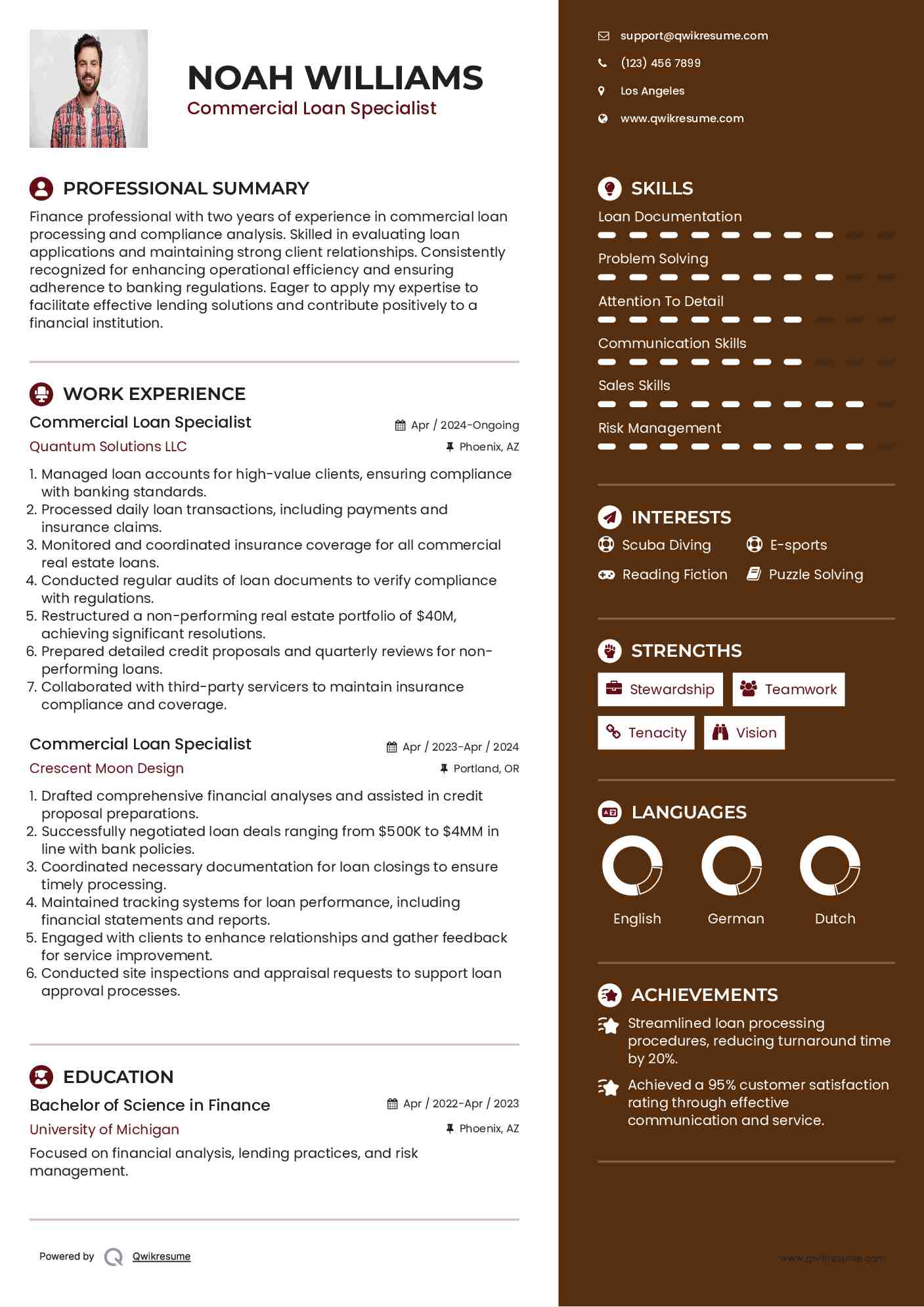 Commercial Loan Specialist Resume Format