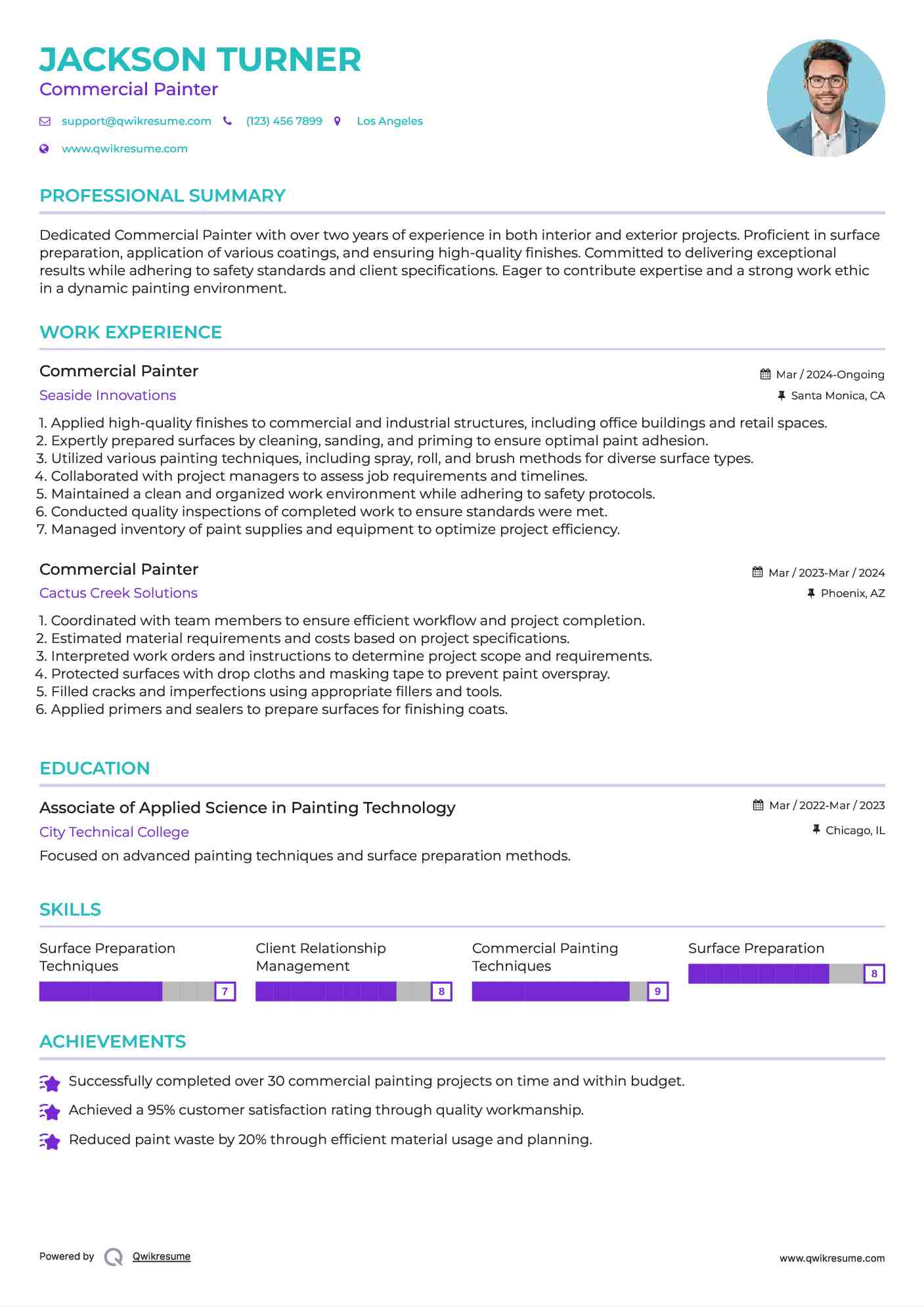 Commercial Painter Resume Example