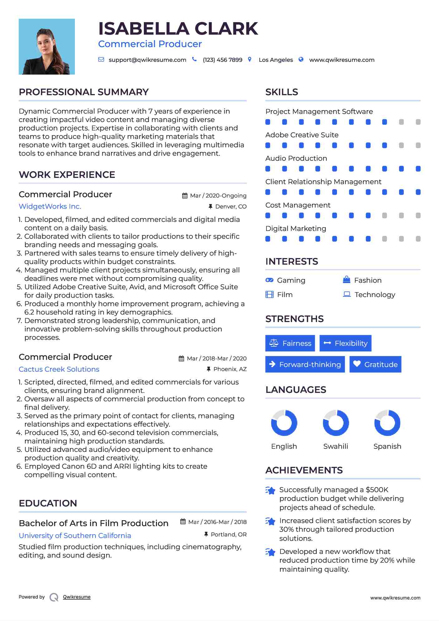 Commercial Producer Resume Template