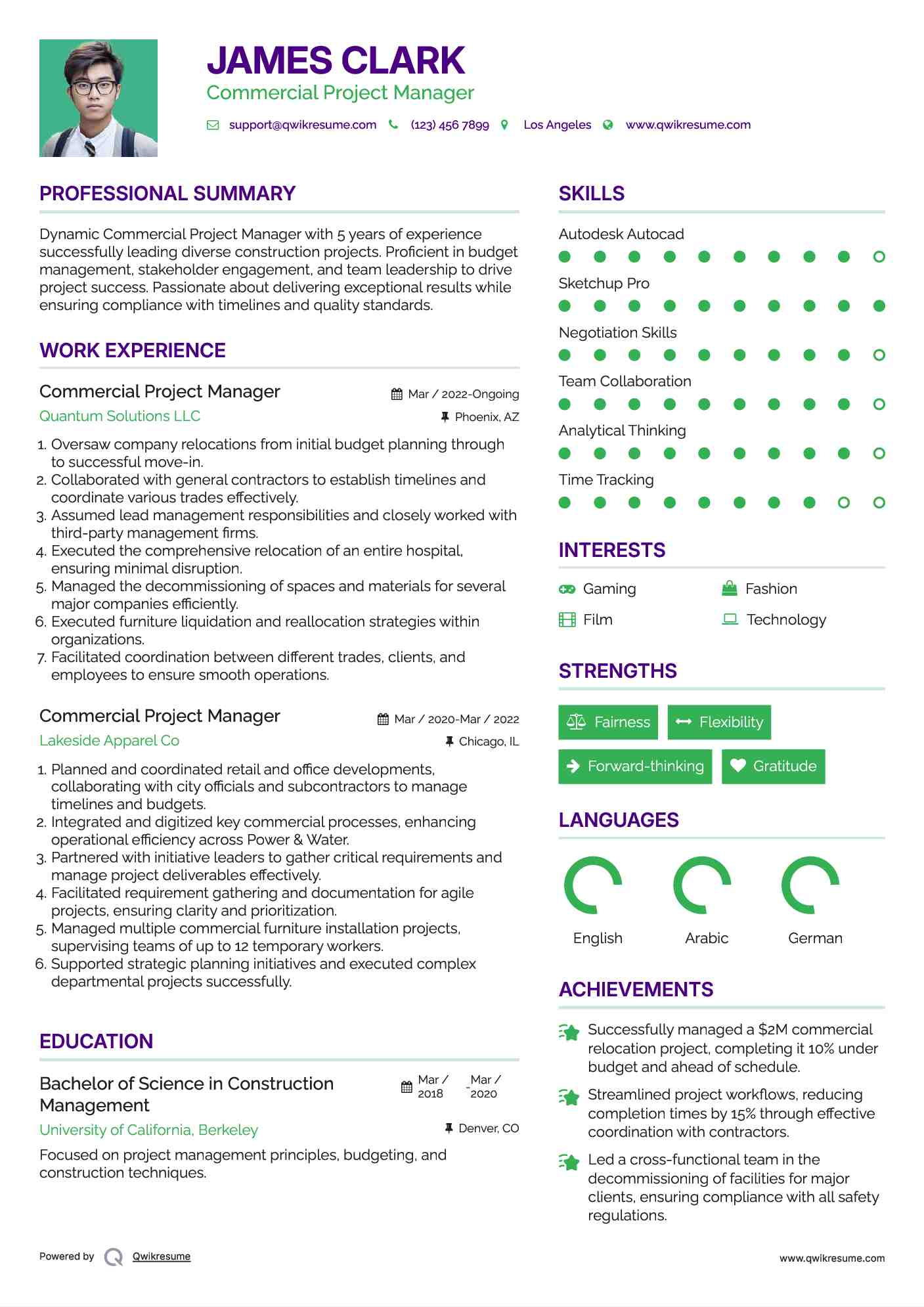 Commercial Project Manager Resume Format