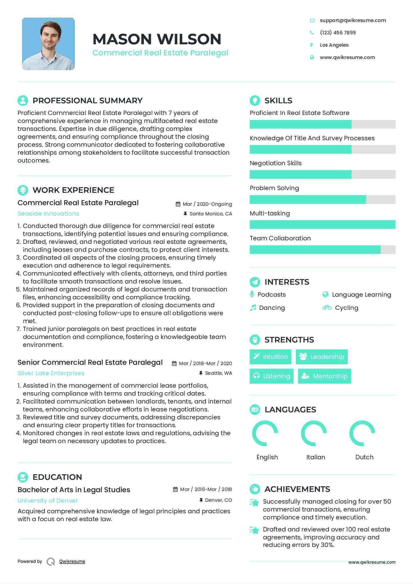 Commercial Real Estate Paralegal Resume Template