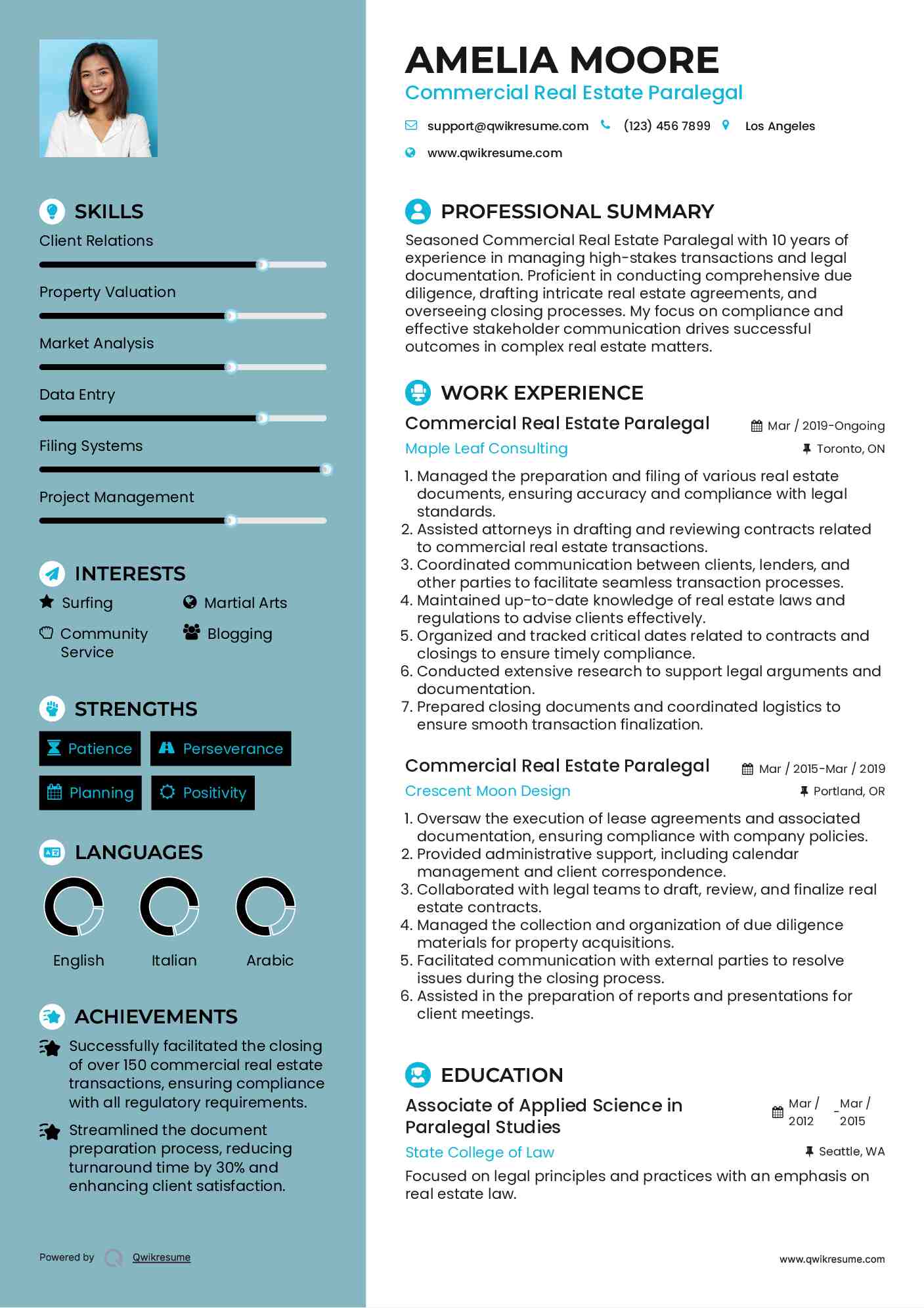 Commercial Real Estate Paralegal Resume Template