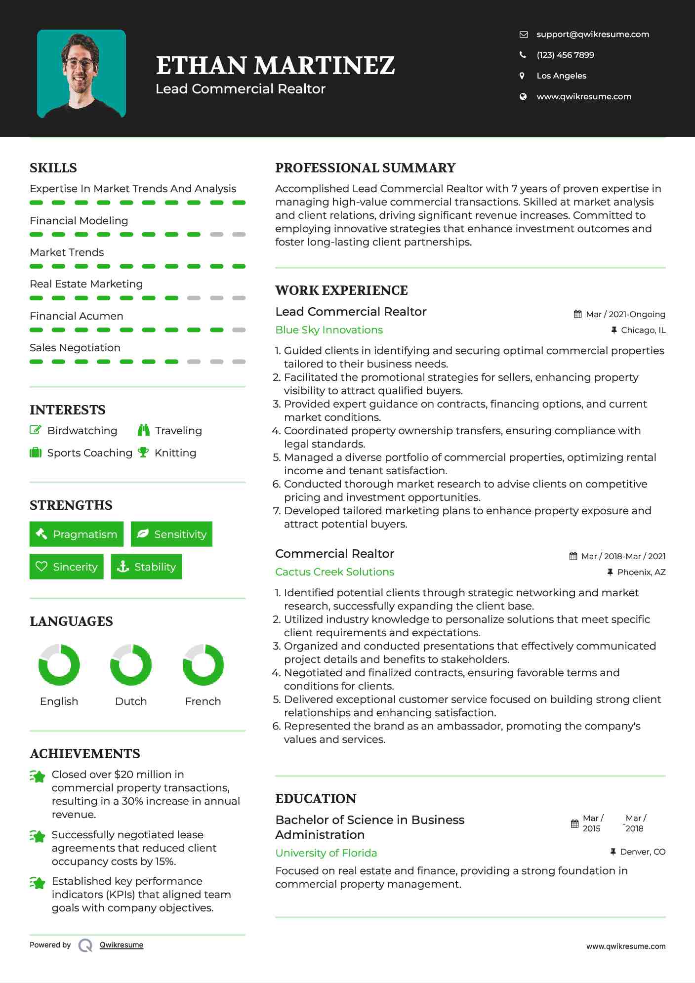 Lead Commercial Realtor Resume Template