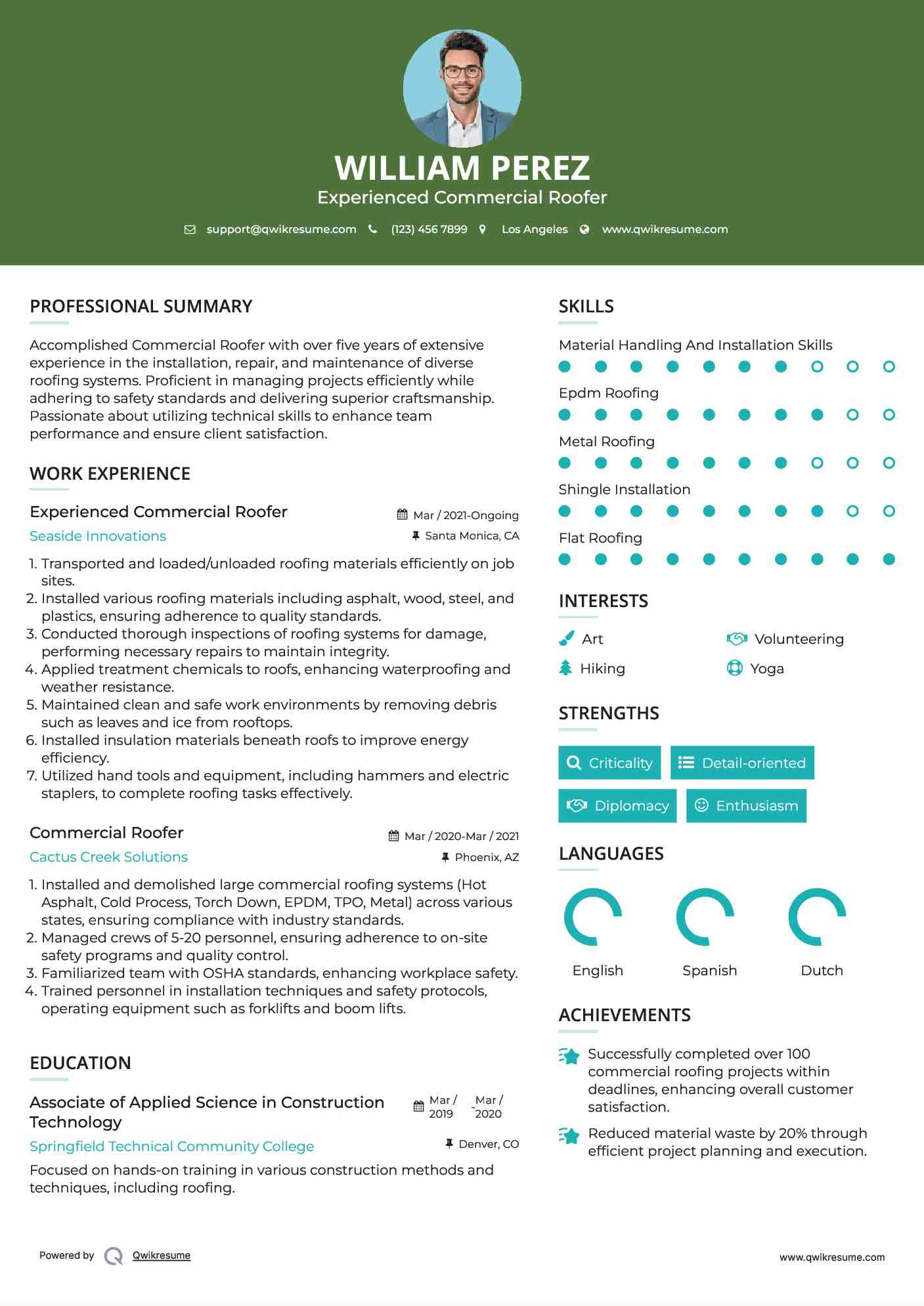 10 Commercial Roofer Resume Samples - Commercial Roofer 1597756548 Pdf