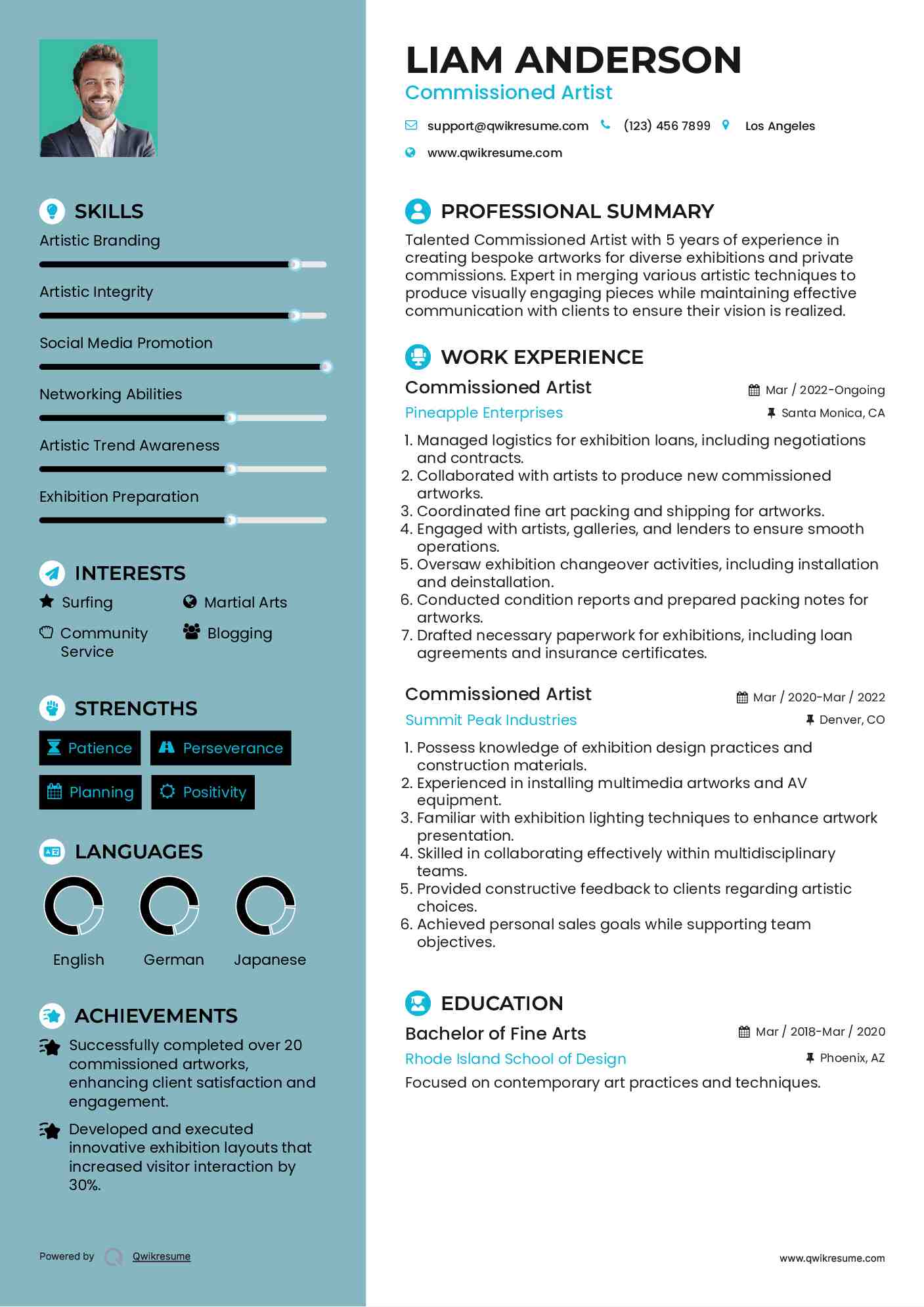 Commissioned Artist Resume Format