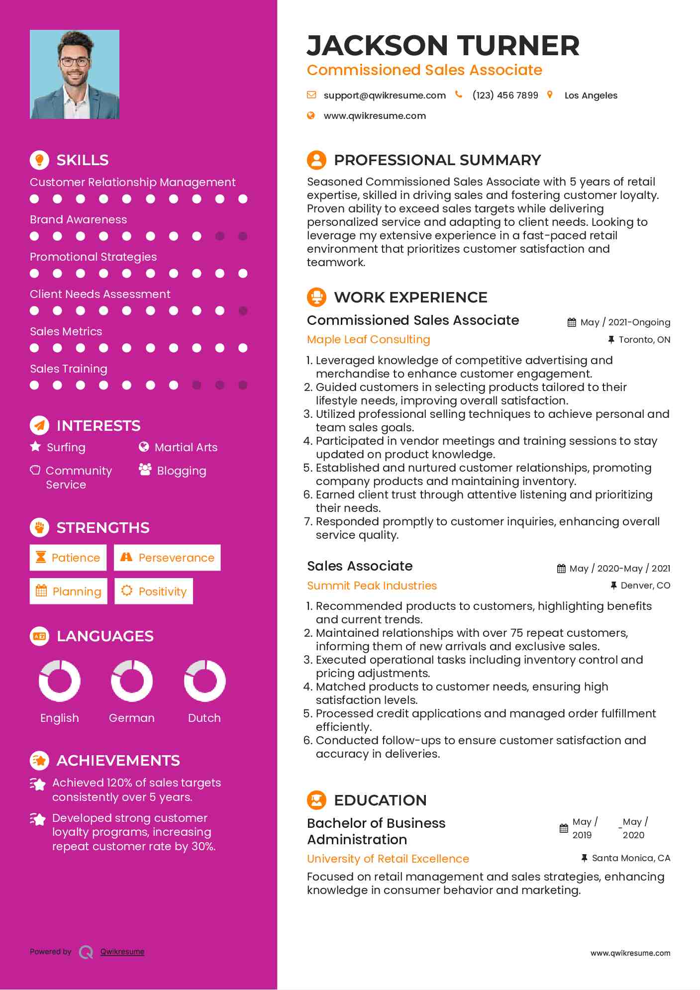 Commissioned Sales Associate Resume Samples QwikResume