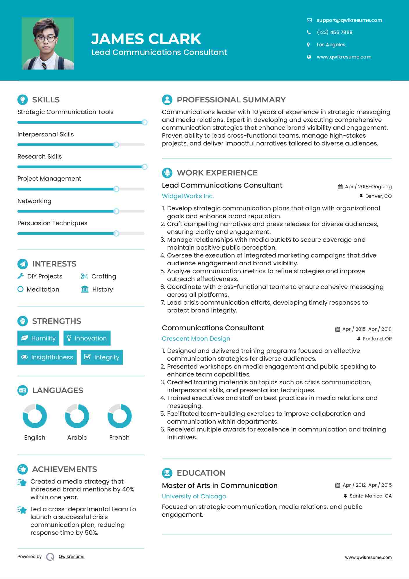Lead Communications Consultant Resume Format