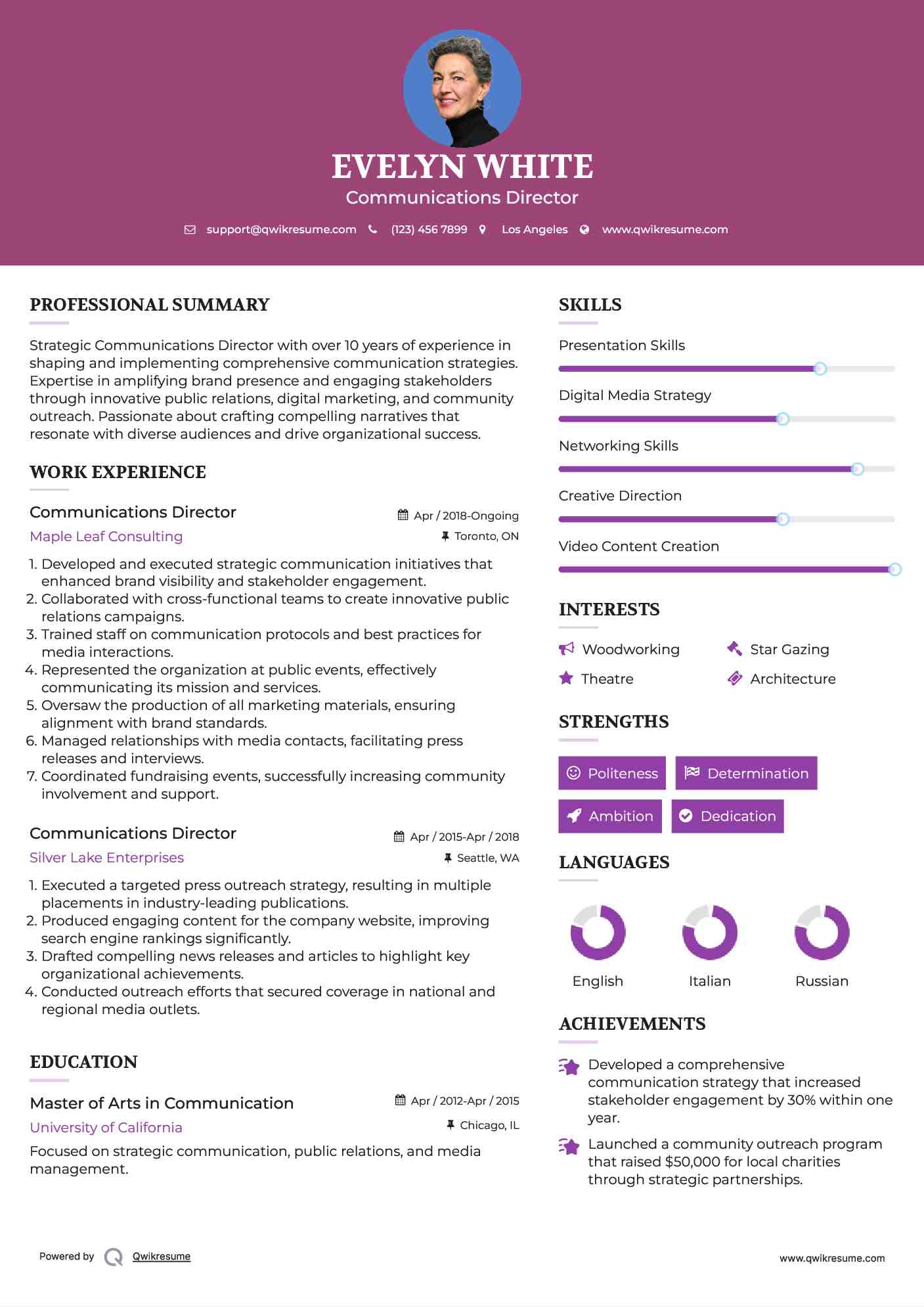 Communications Director Resume Model