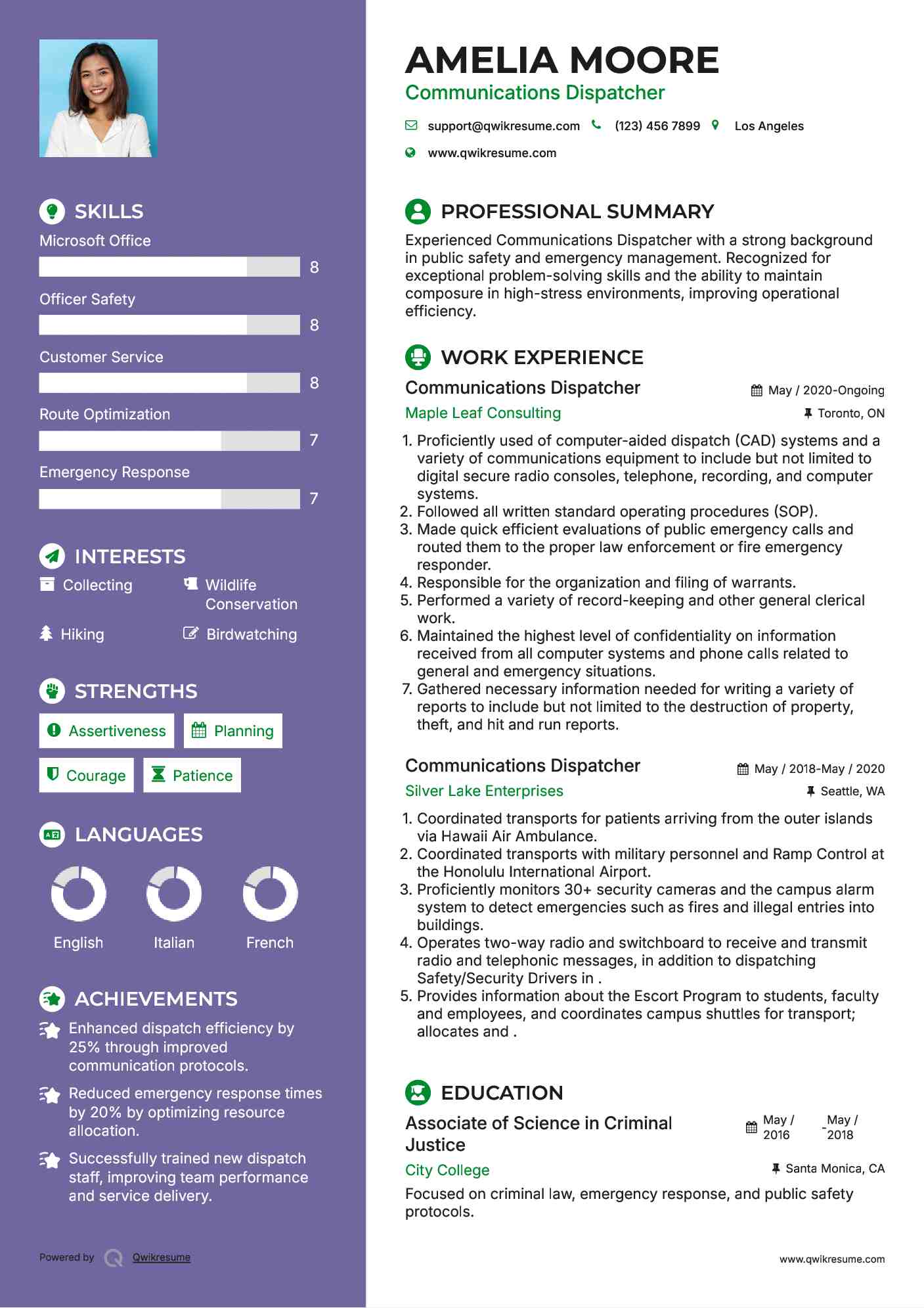 Communications Dispatcher Resume Template