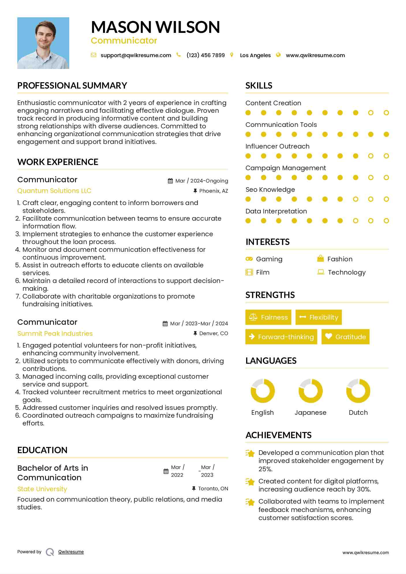 Communicator Resume Template