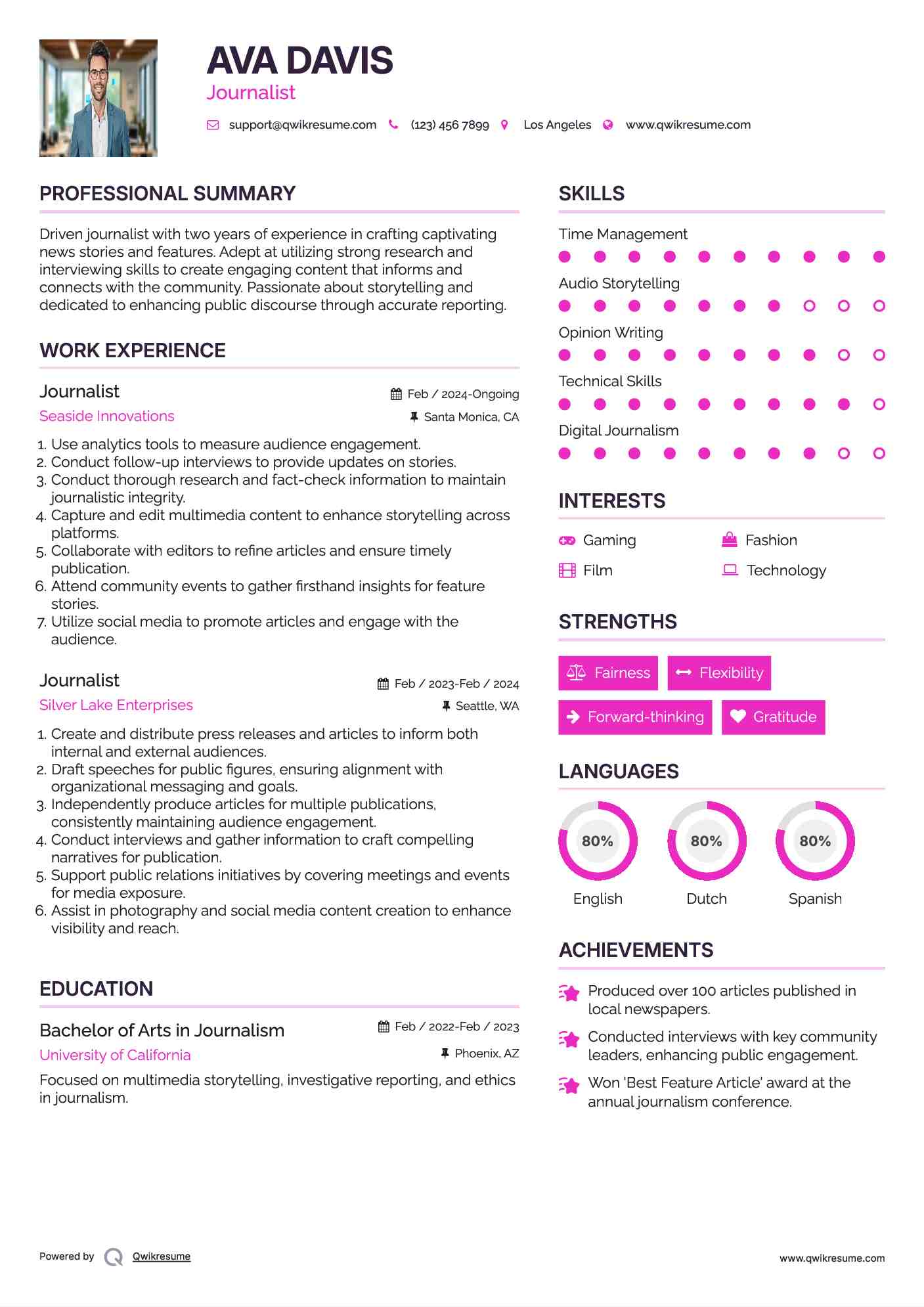 Journalist Resume Template