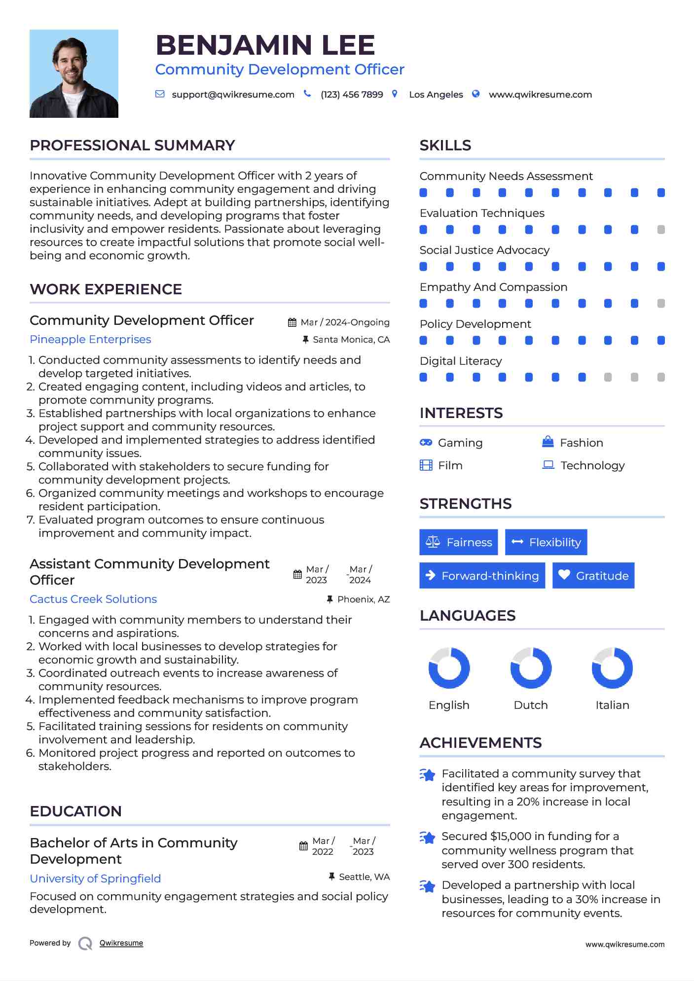 Community Development Officer Resume Format
