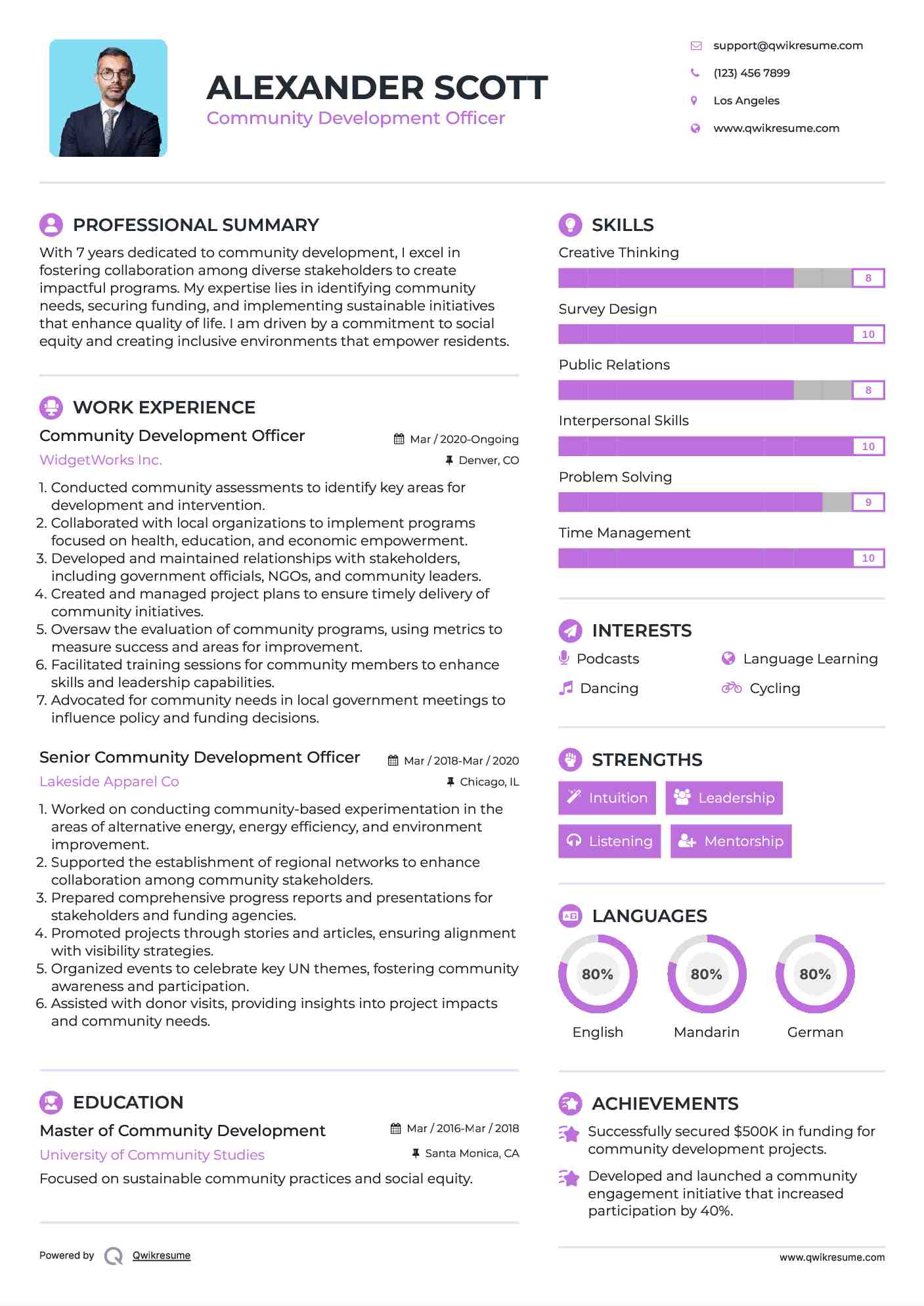 Community Development Officer Resume Sample