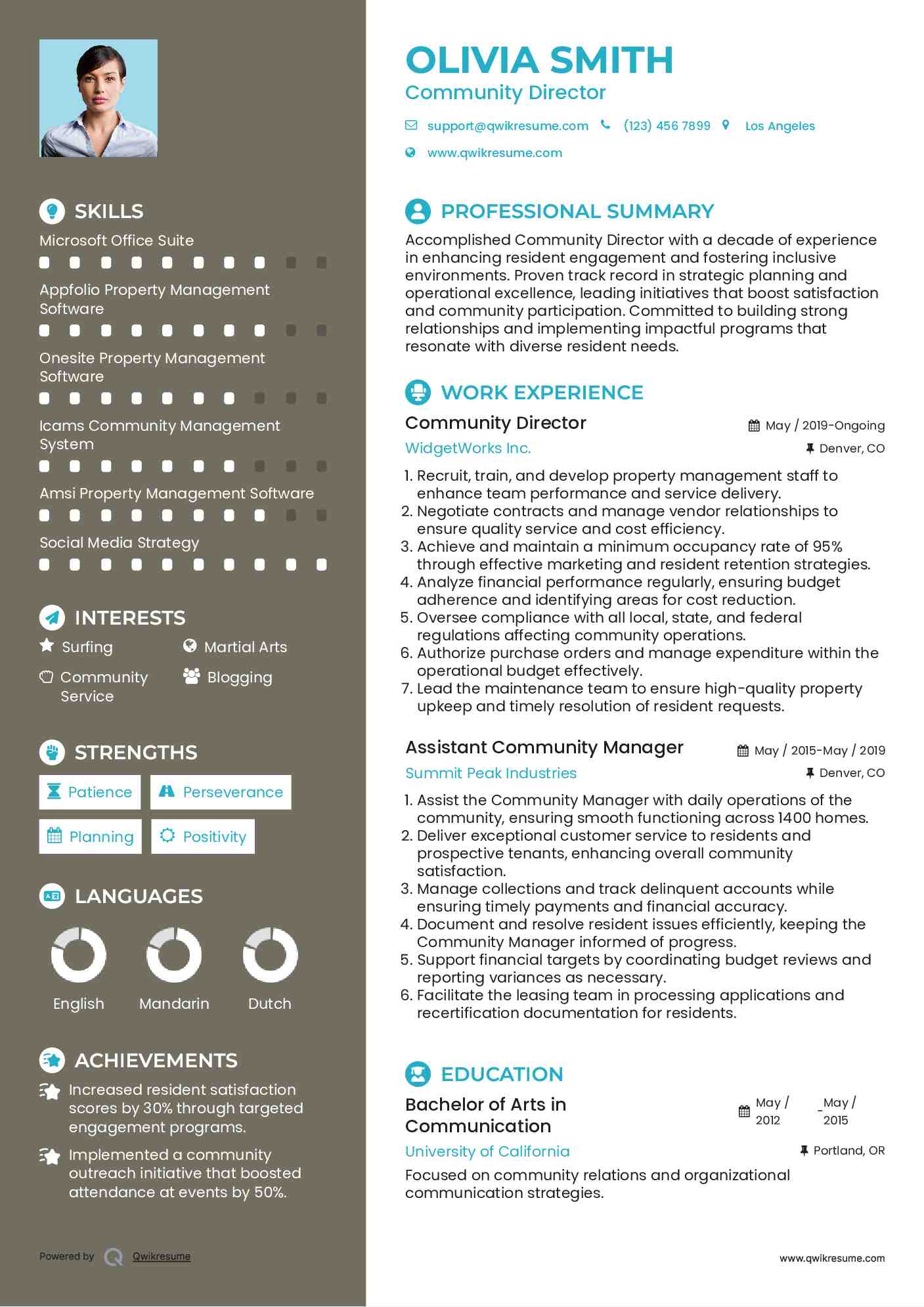 Community Director Resume Format