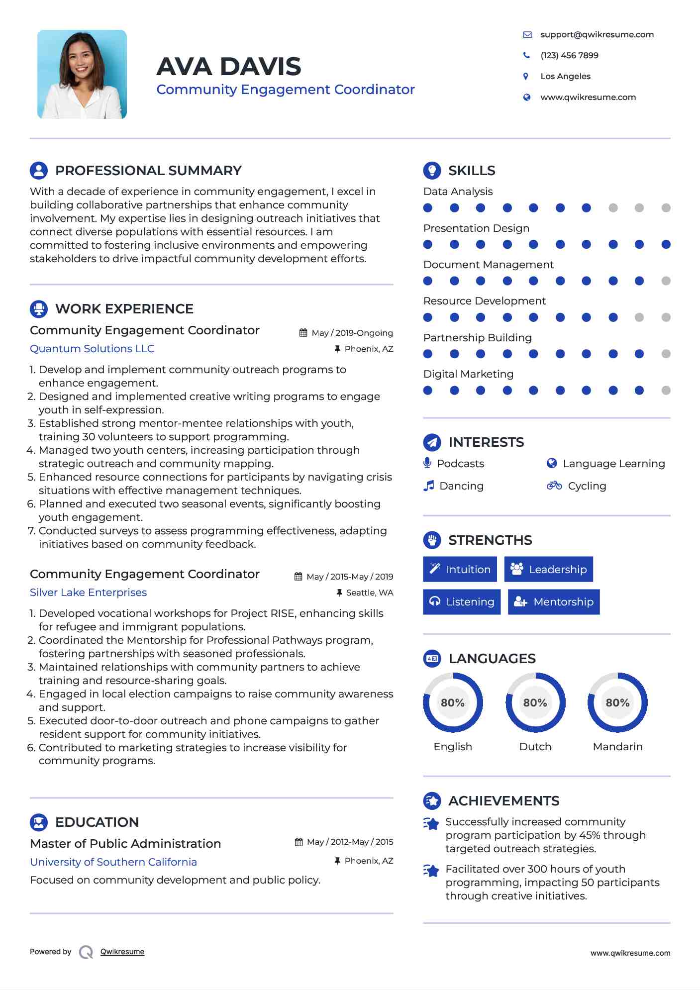 Community Engagement Coordinator Resume Example