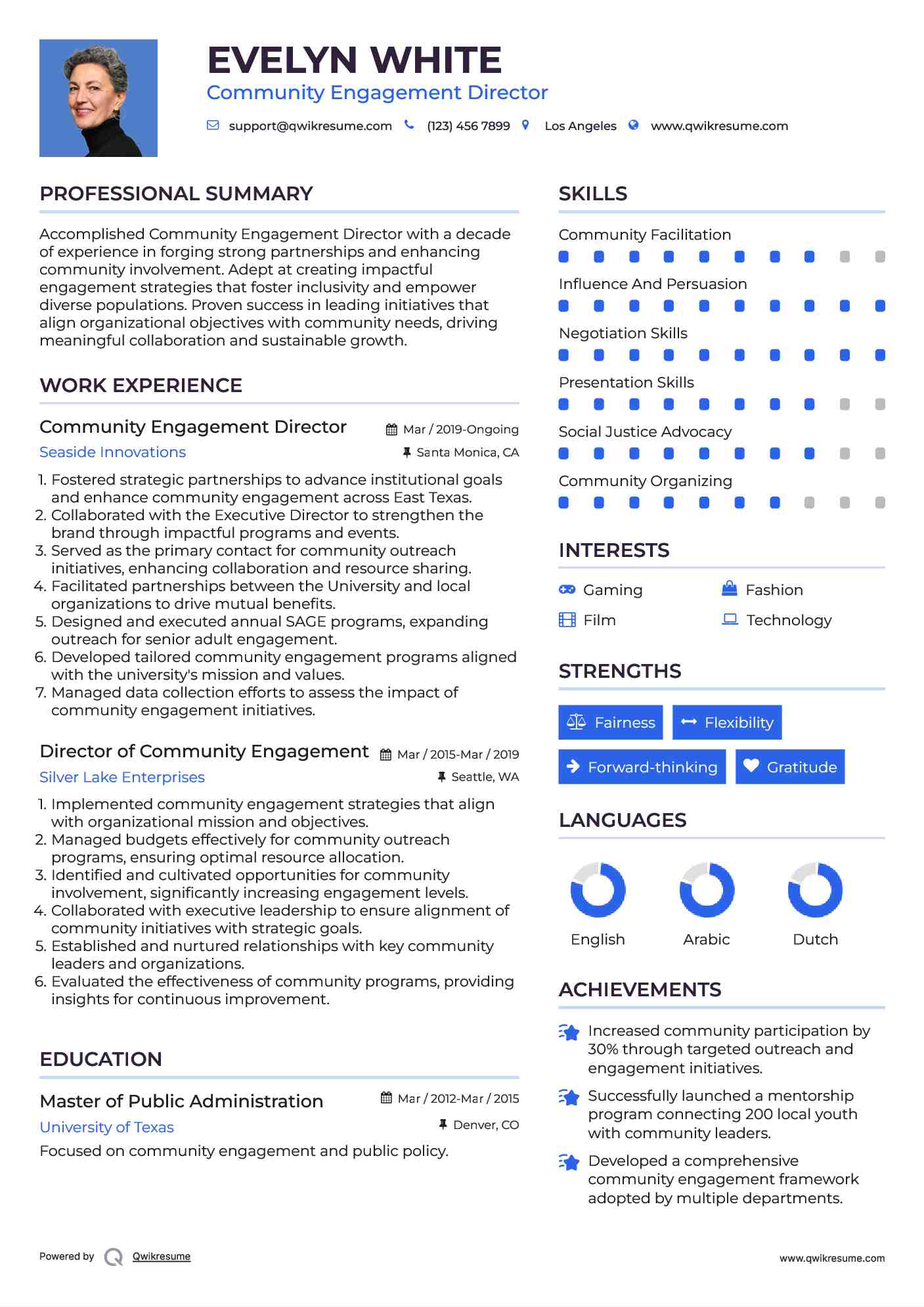 Community Engagement Director Resume Model