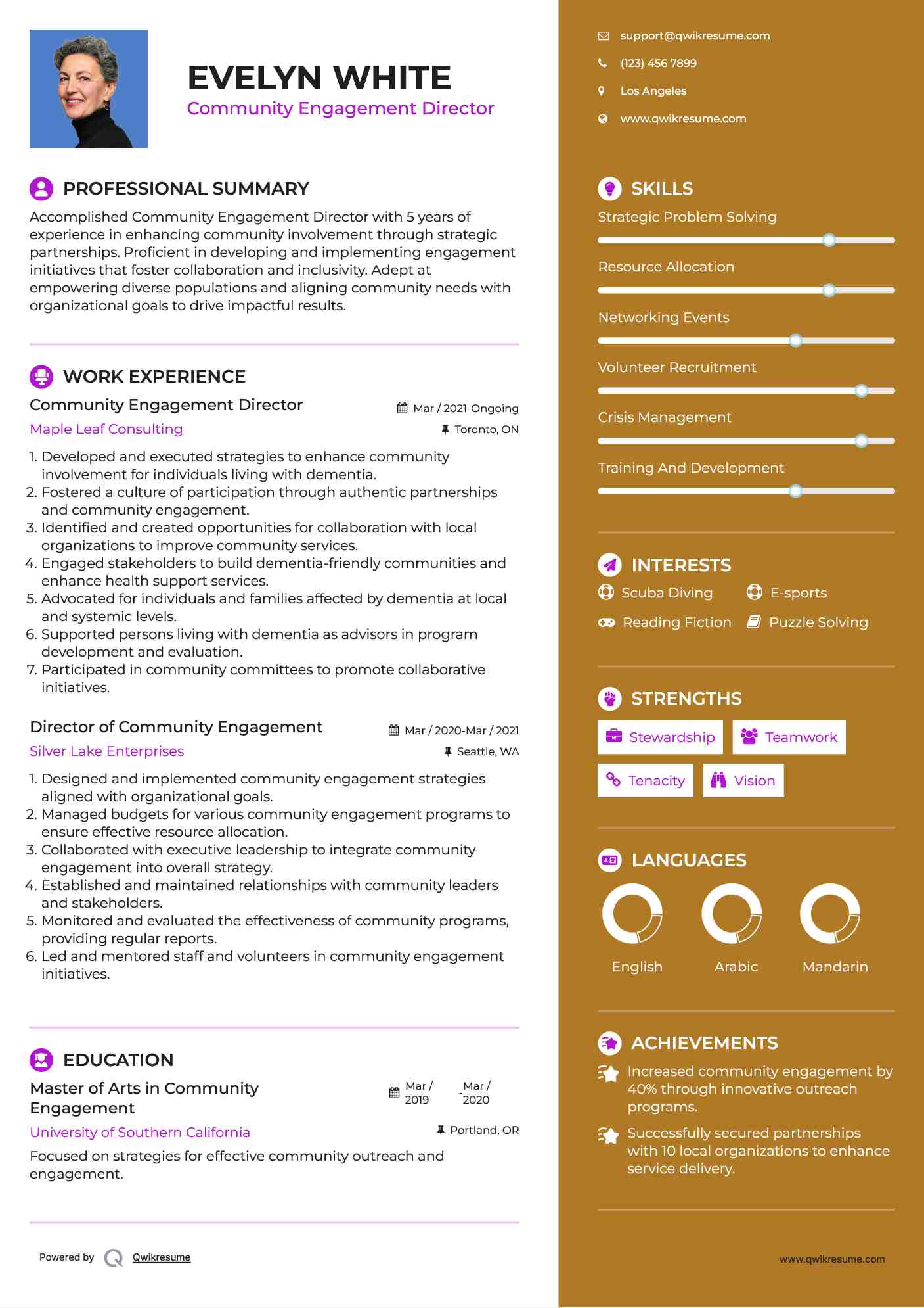 Community Engagement Director Resume Template
