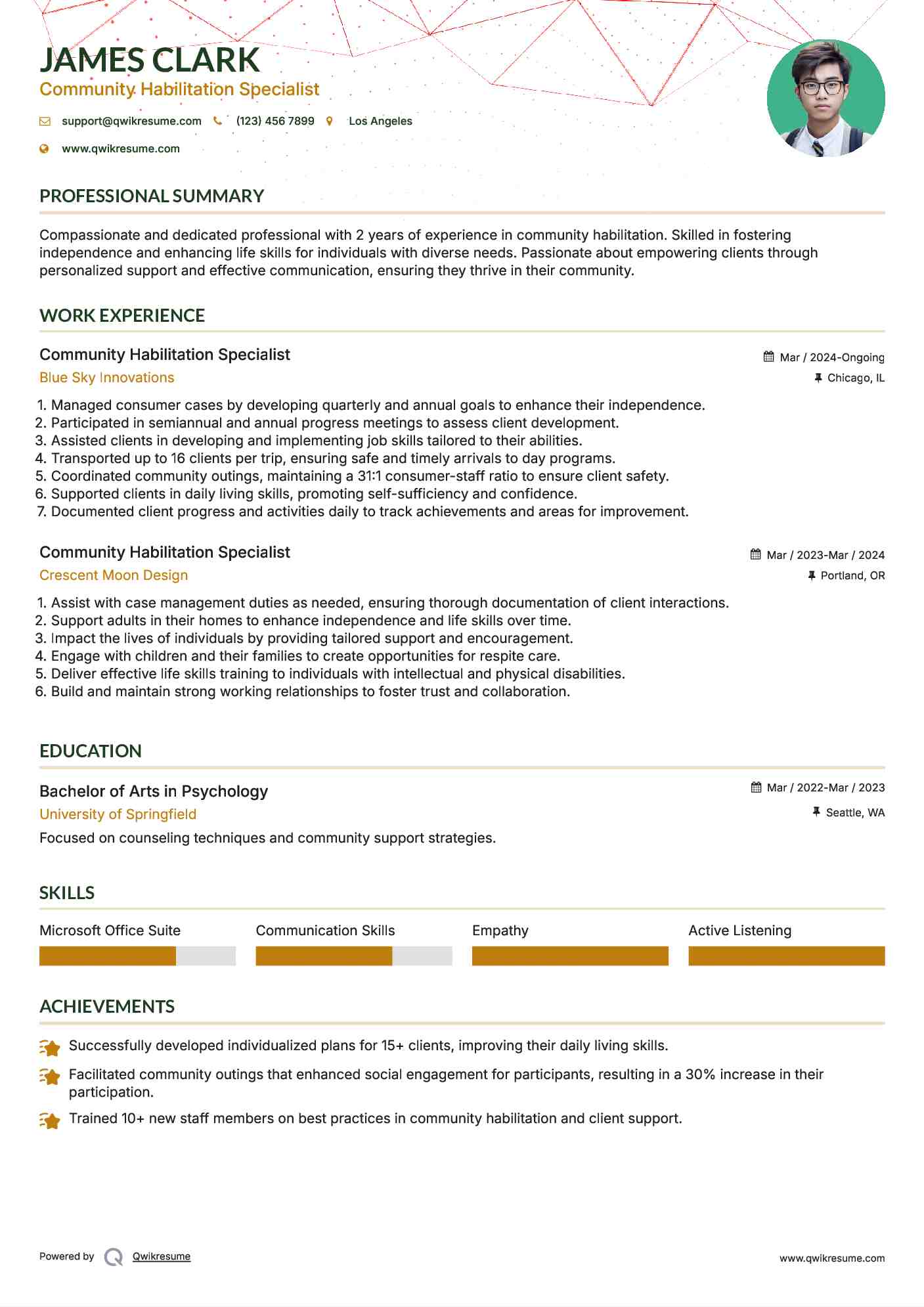 Community Habilitation Specialist Resume Sample