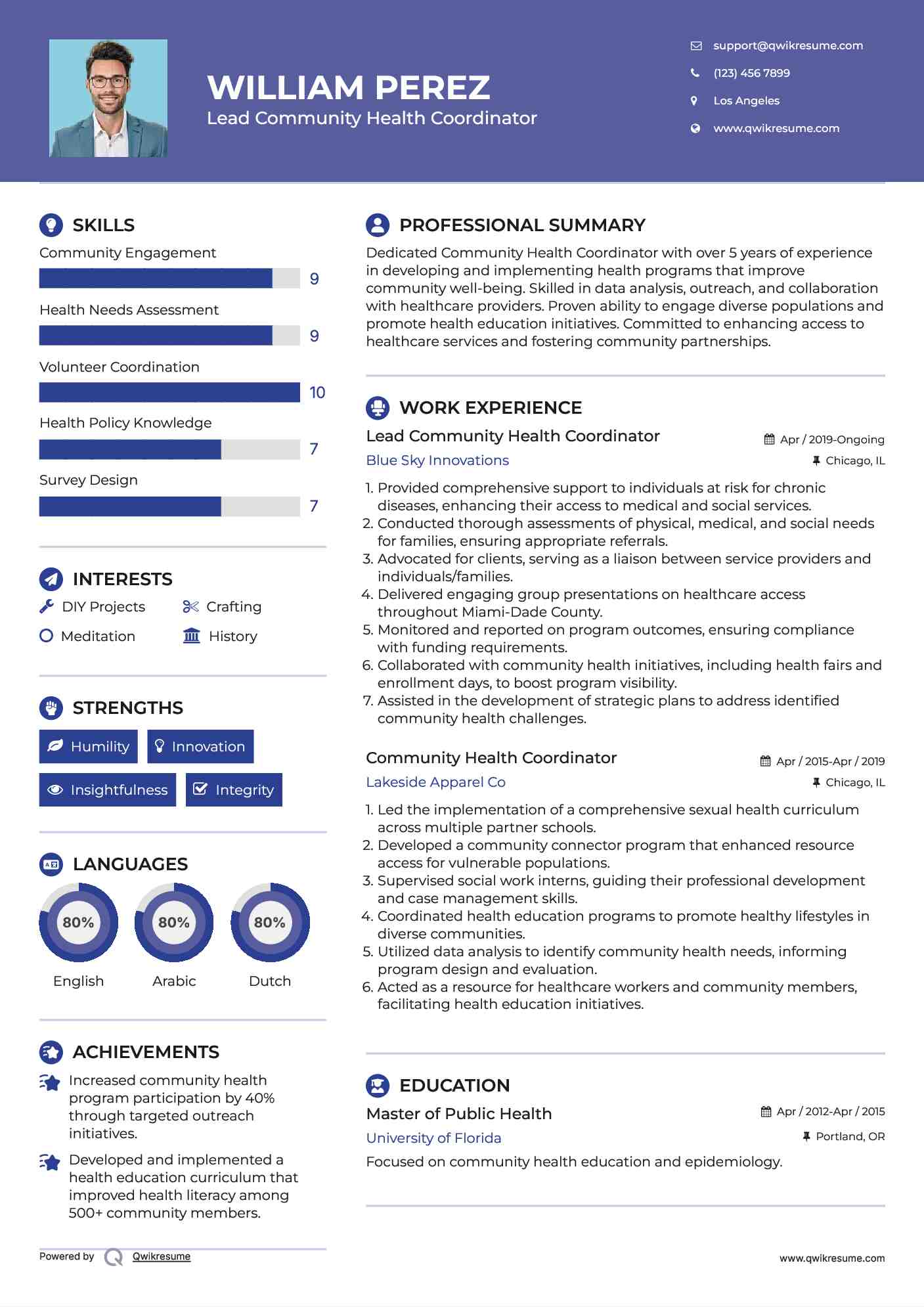 Lead Community Health Coordinator Resume Sample