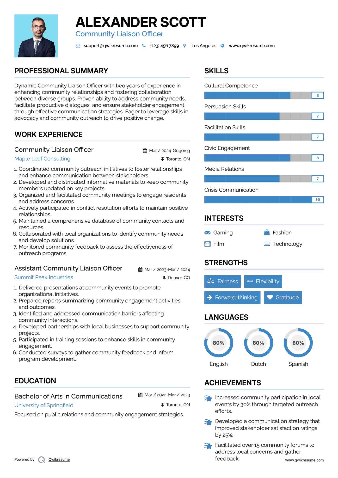 Community Liaison Officer Resume Example