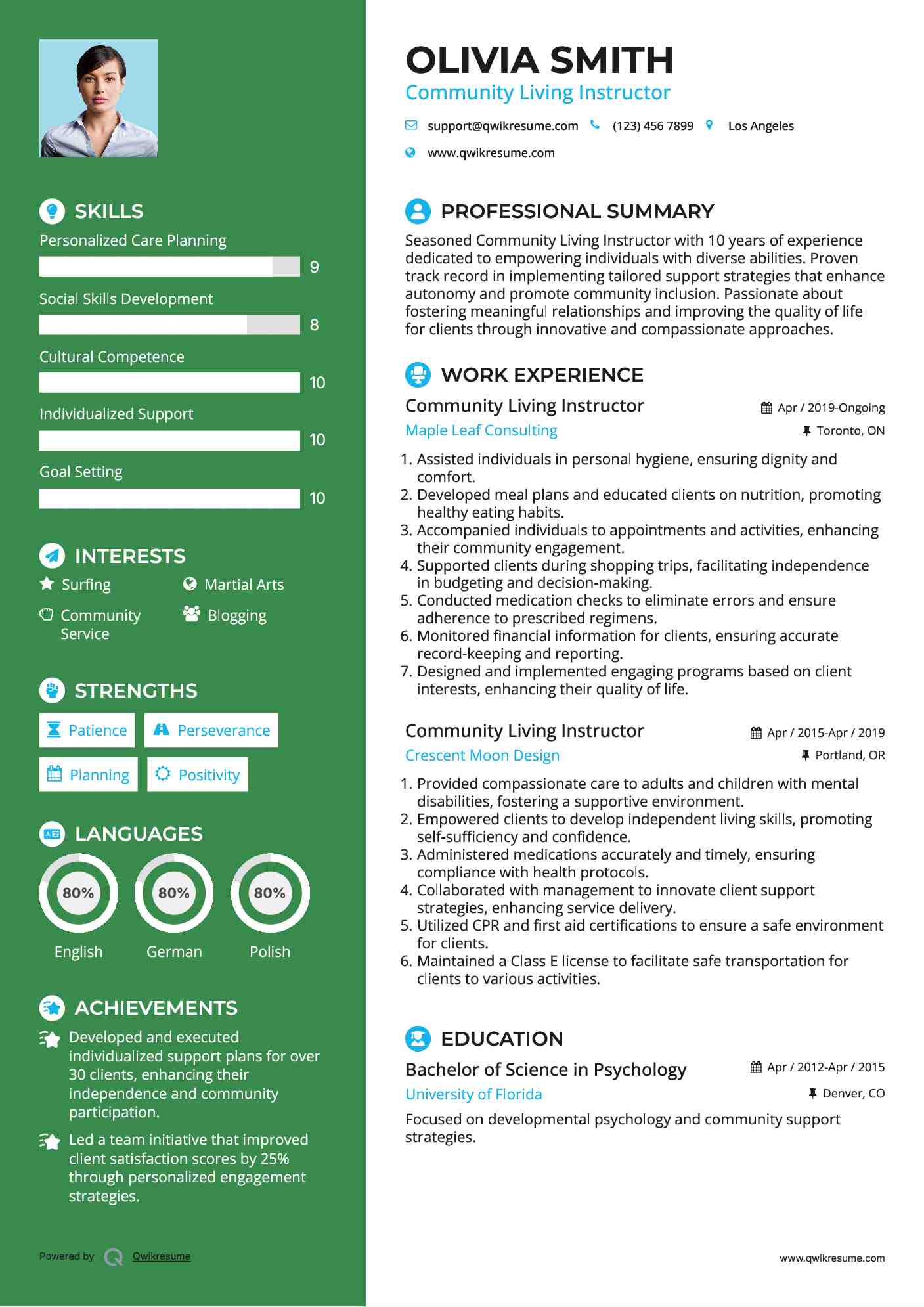Community Living Instructor Resume Format