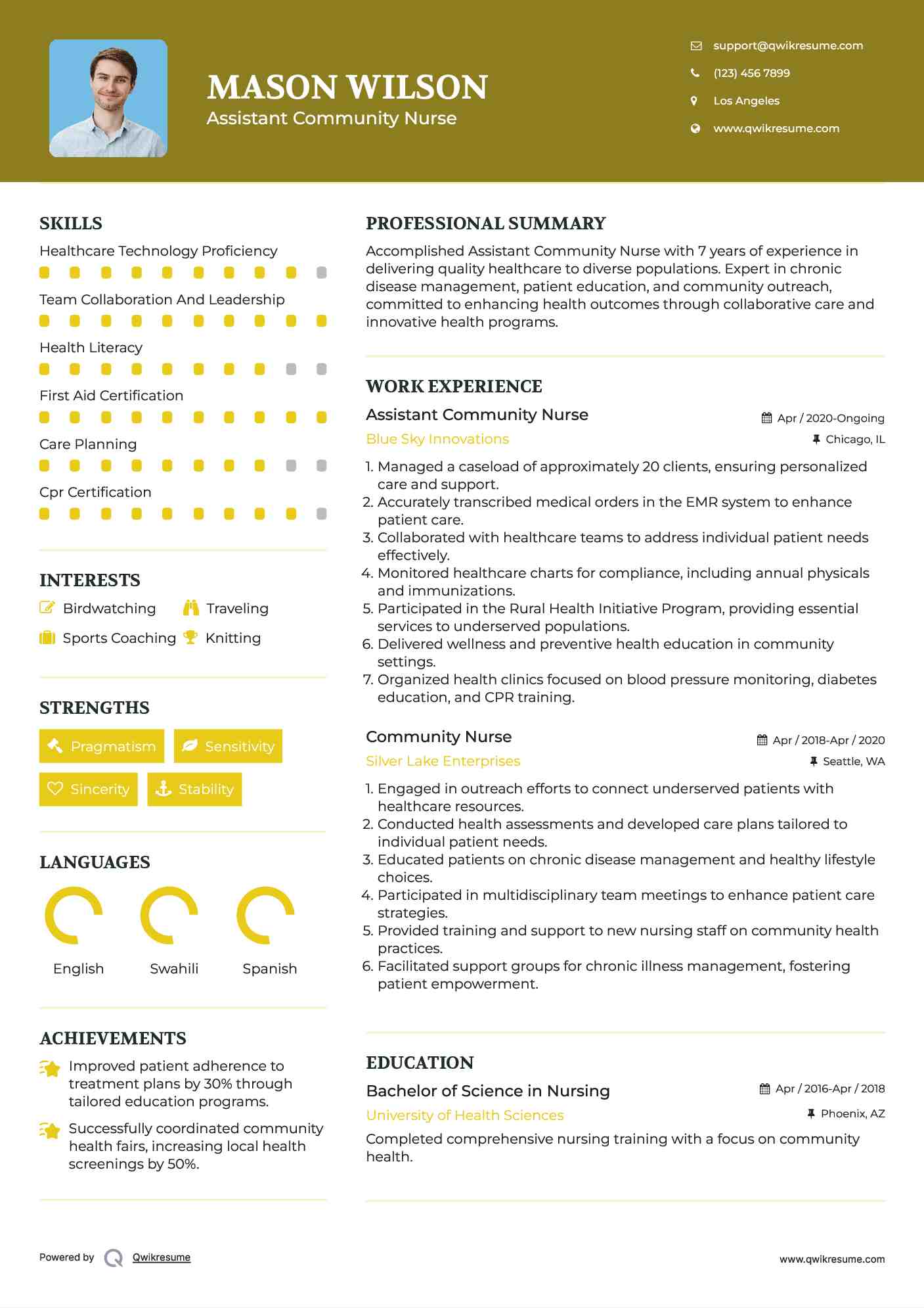 Assistant Community Nurse Resume Template