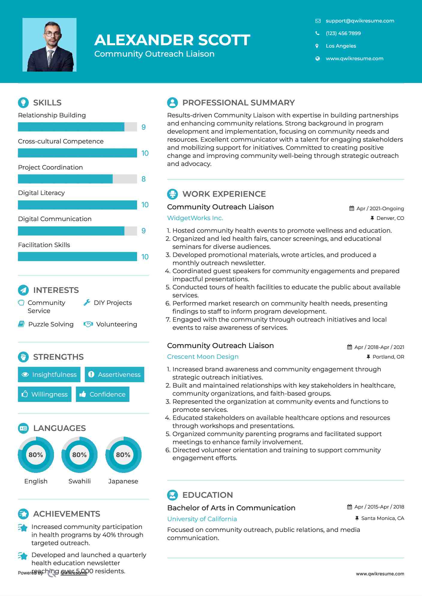 Community Outreach Liaison Resume Format